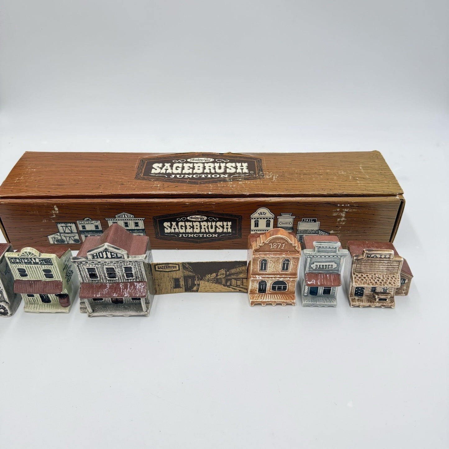 Vintage Sagebrush Junction Old West Models Buildings Set W/box Ceramic