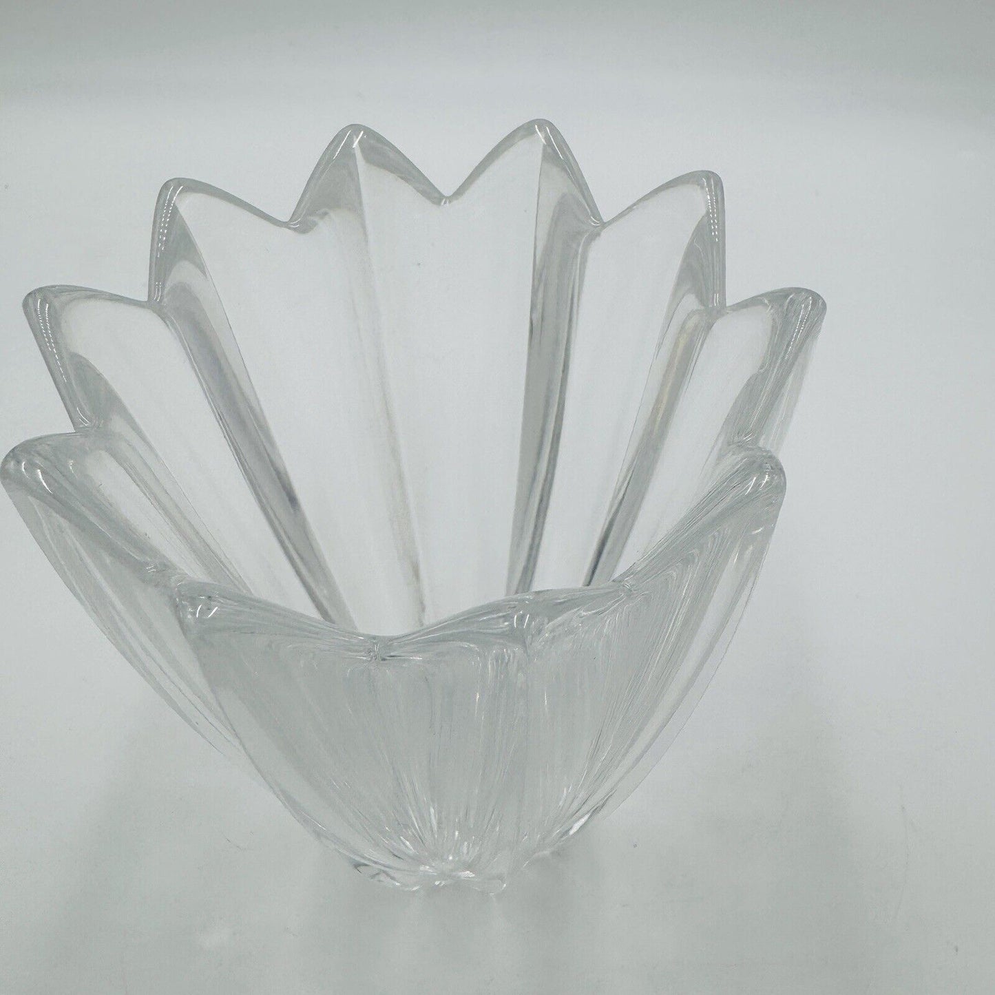 Vintage Orrefors Crystal FLEUR VASE Sweden 6” Lead Original Sticker Decor