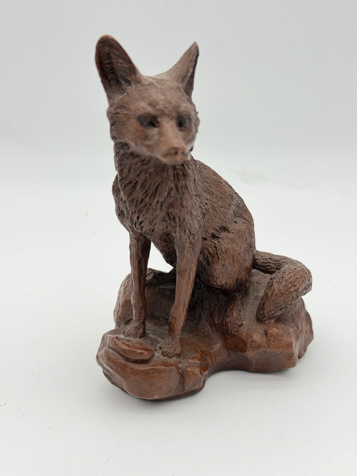 Rare Red Mill MFG Sculptures USA Fox Carved Resin Rustic Figurine 5”