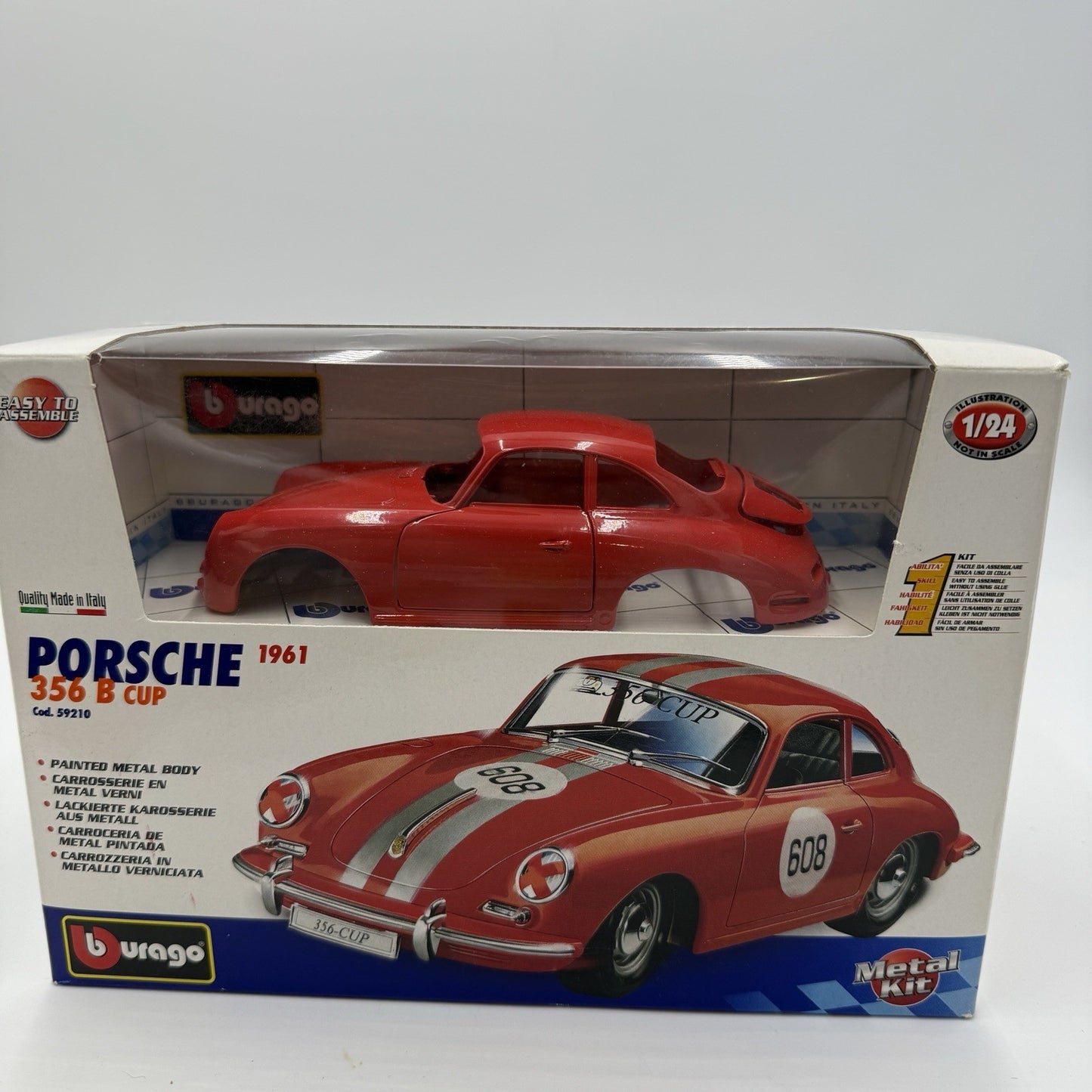 Burago 1:24 scale Porsche 1961 356 B Cup die-cast metal model kit Sealed New