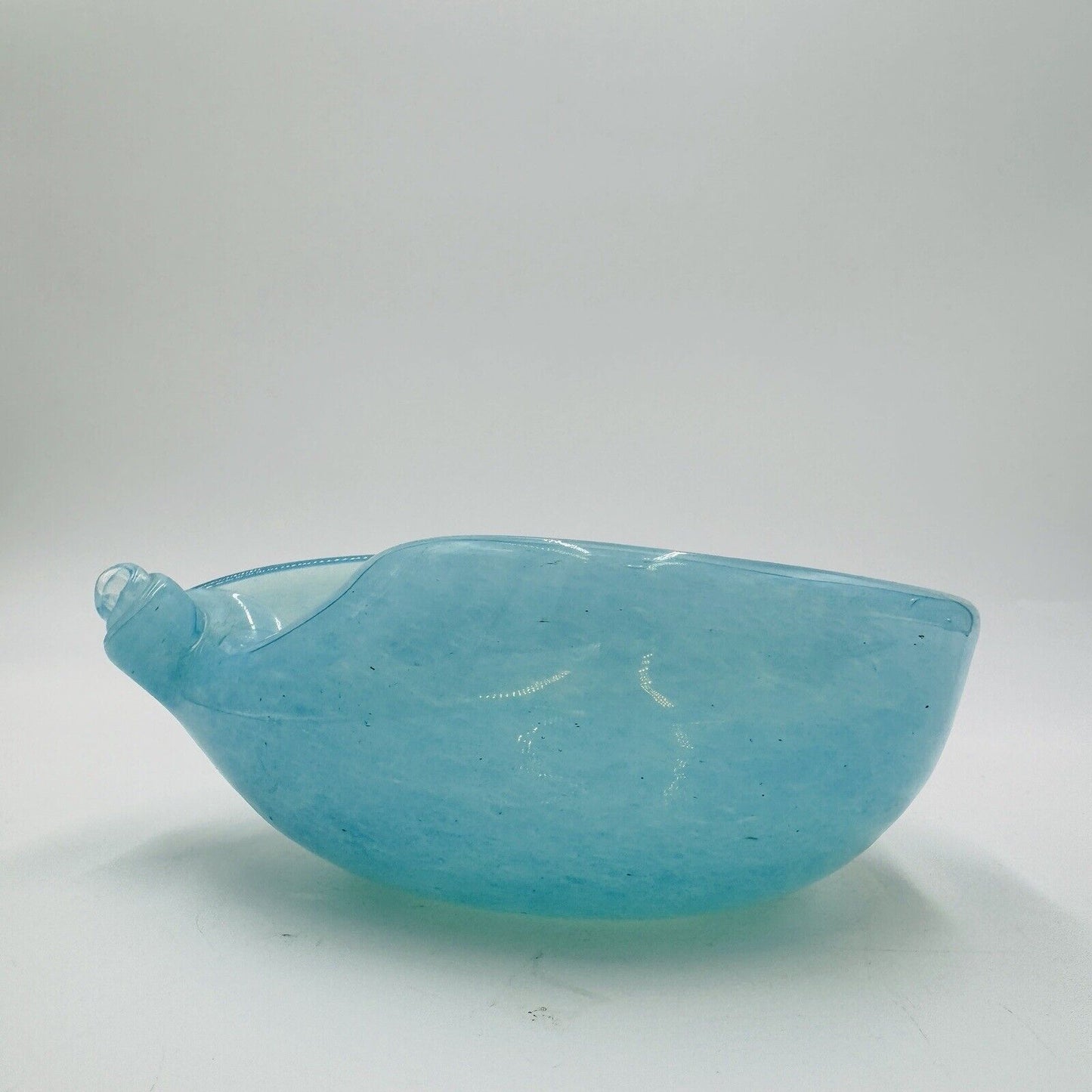 MCM Murano Art Glass Barbini Aqua Blue Bowl Italy Hand Blown