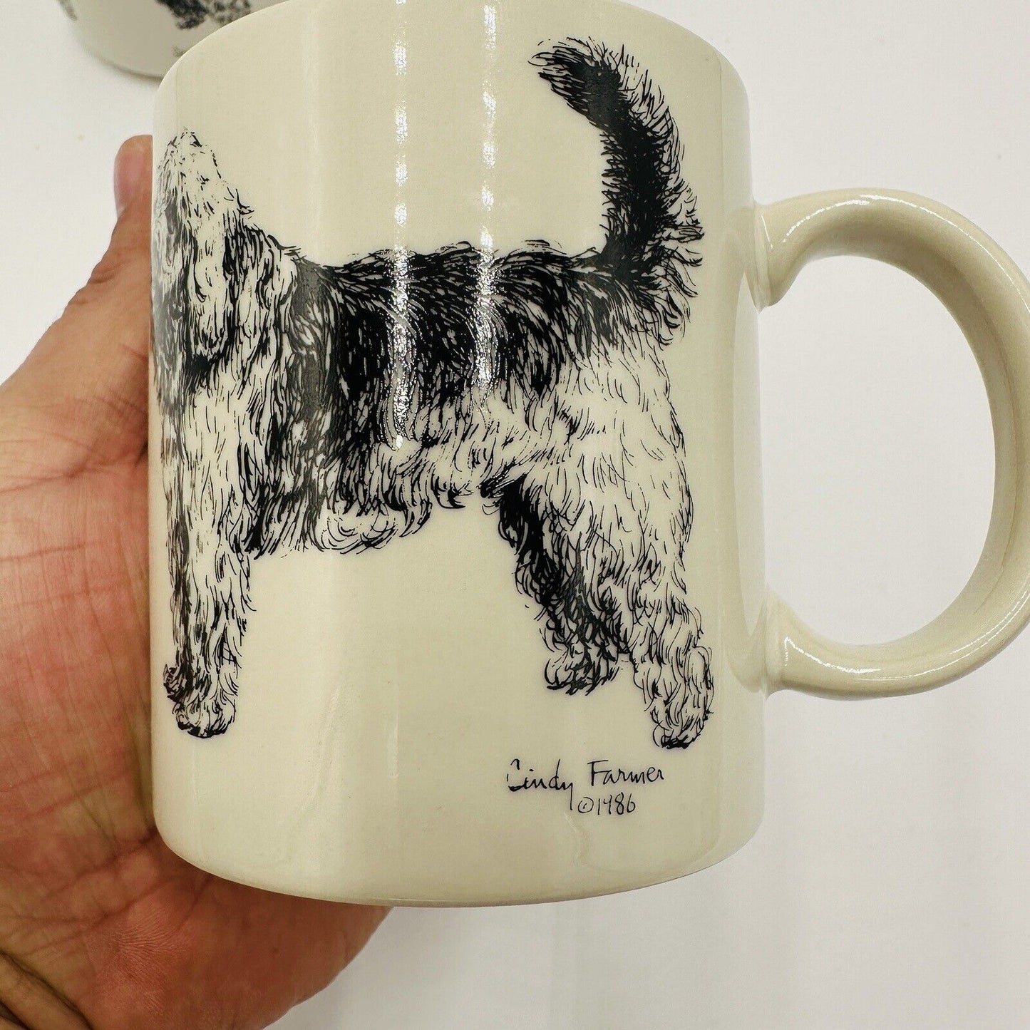Cindy Farmer Coffee Mug Otterhound Dog Set 2 Serveware Ceramics Vintage