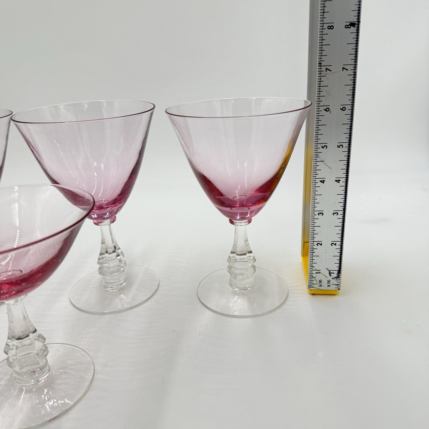 TIFFIN FRANCISCAN WISTARIA PINK 3 MARTINI SHERBET 3 Wine Glasses Set