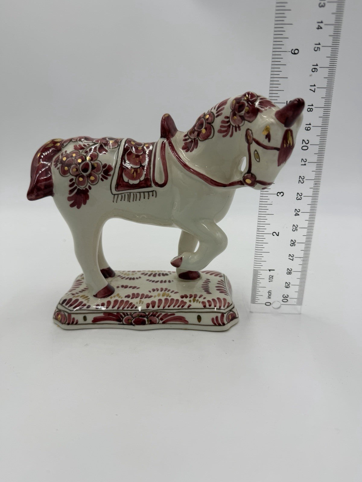 Rare Delft Holland ROOD RED VELSEN Pottery unicorn horse Figurine 809