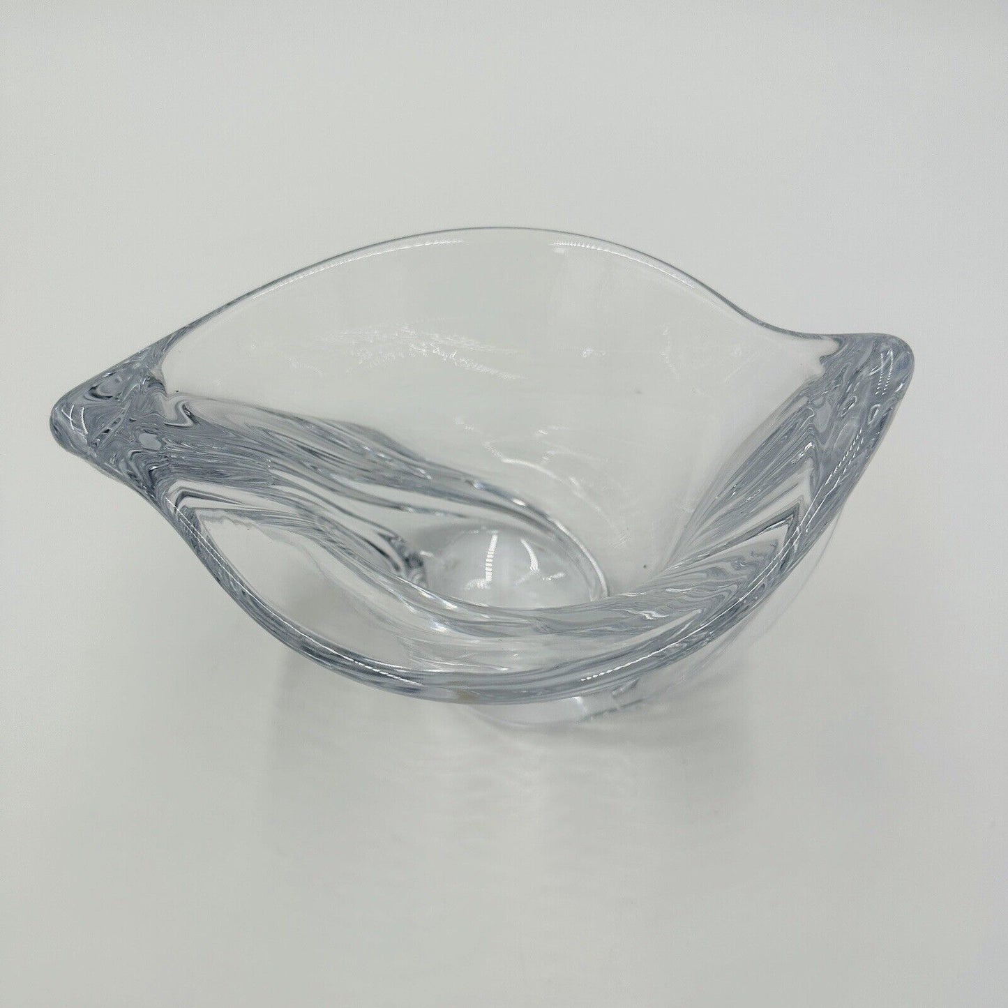 French Crystal Art Glass Twist Vase 6in H Marked Vintage Clear Decor Home MCM