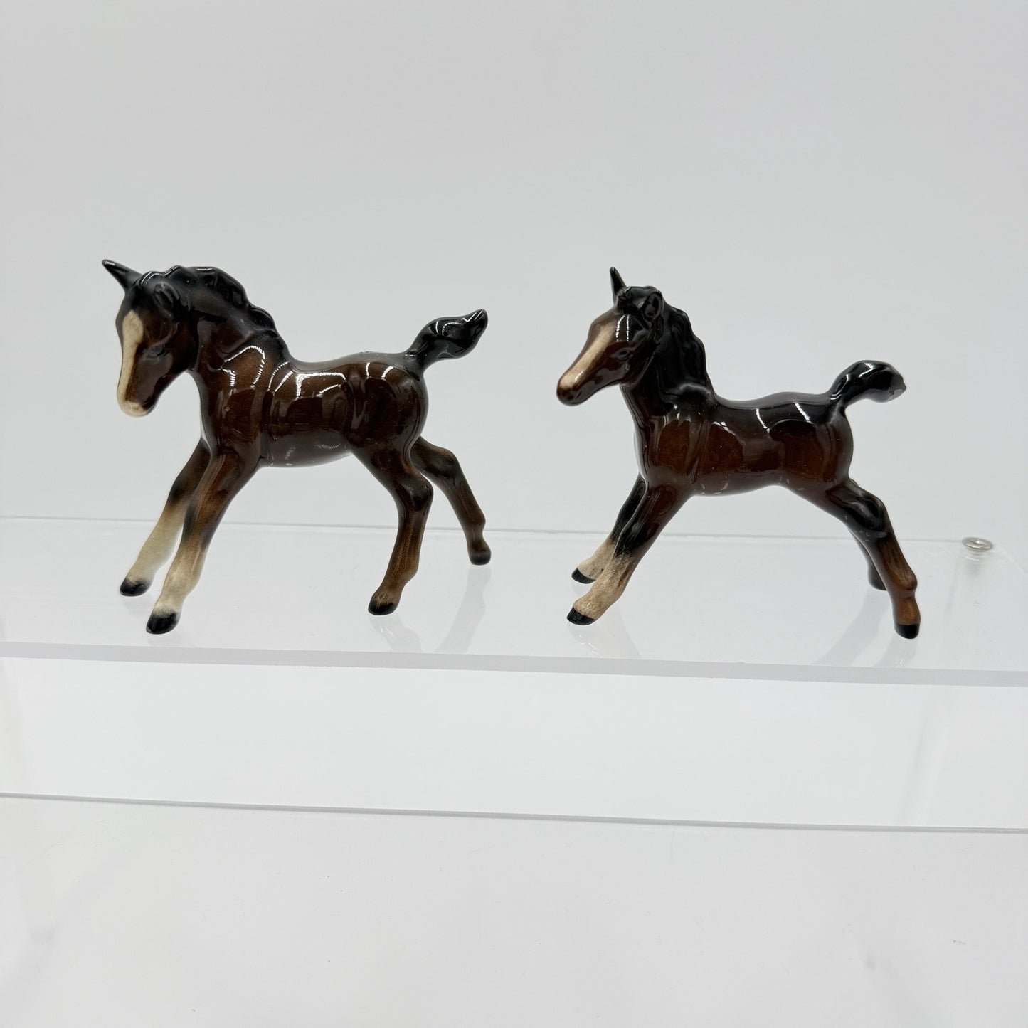 Vintage Beswick England Ceramic Glazed Painted Playful Foals Figurines Horses 3”