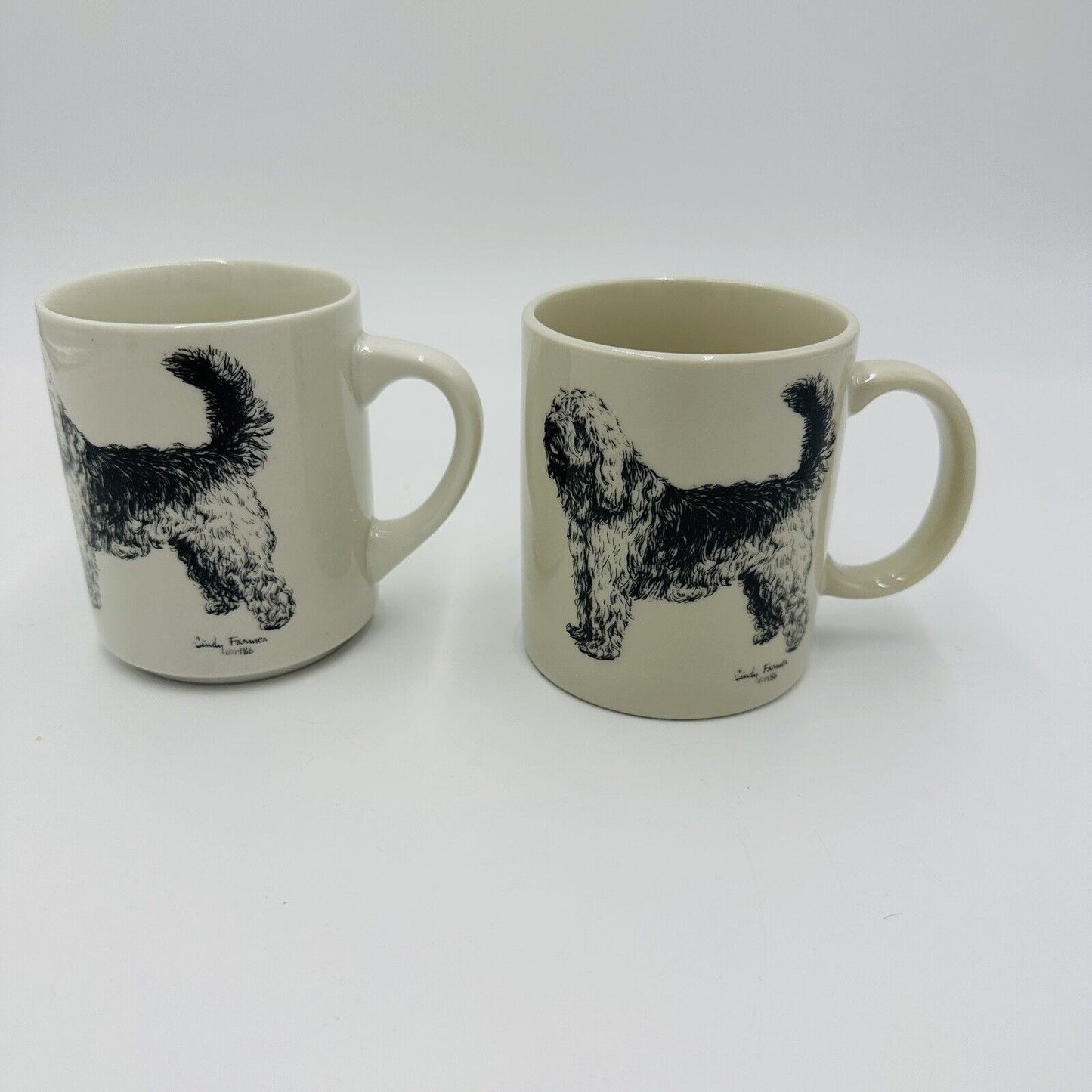Cindy Farmer Coffee Mug Otterhound Dog Set 2 Serveware Ceramics Vintage