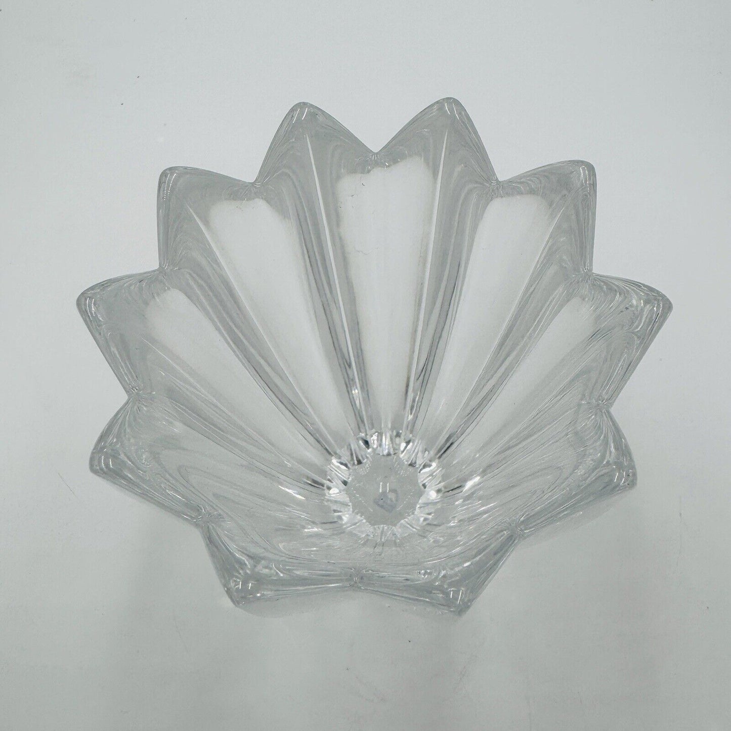 Vintage Orrefors Crystal FLEUR VASE Sweden 6” Lead Original Sticker Decor