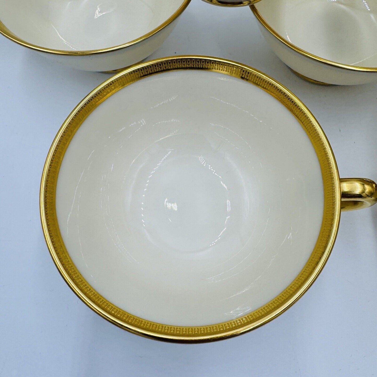 Lenox Tuxedo Gold J-33 Porcelain USA Tea Cups 10 Pieces