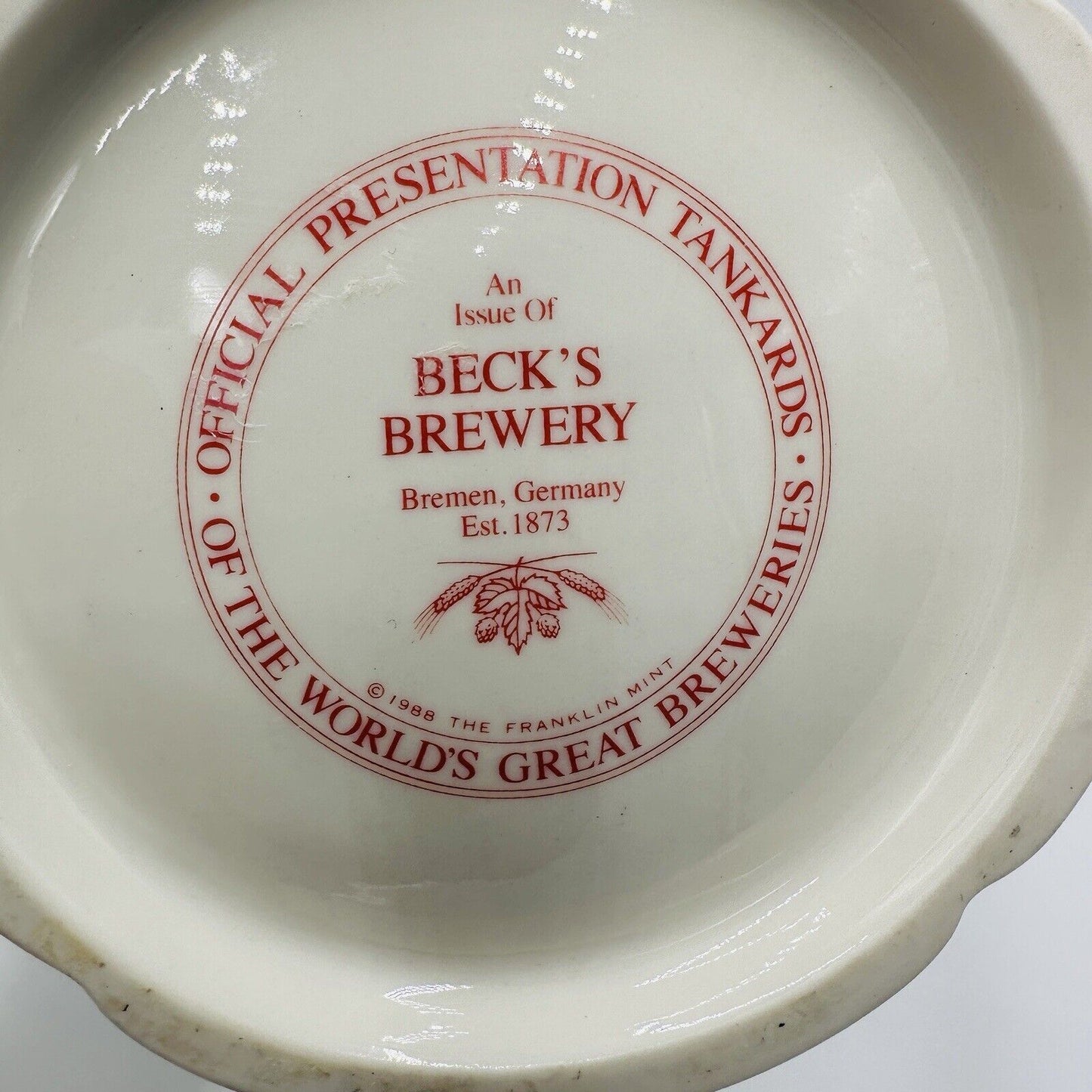 Franklin Mint Tankard Mug Beck's Brewery Bremen Germany Established 1873