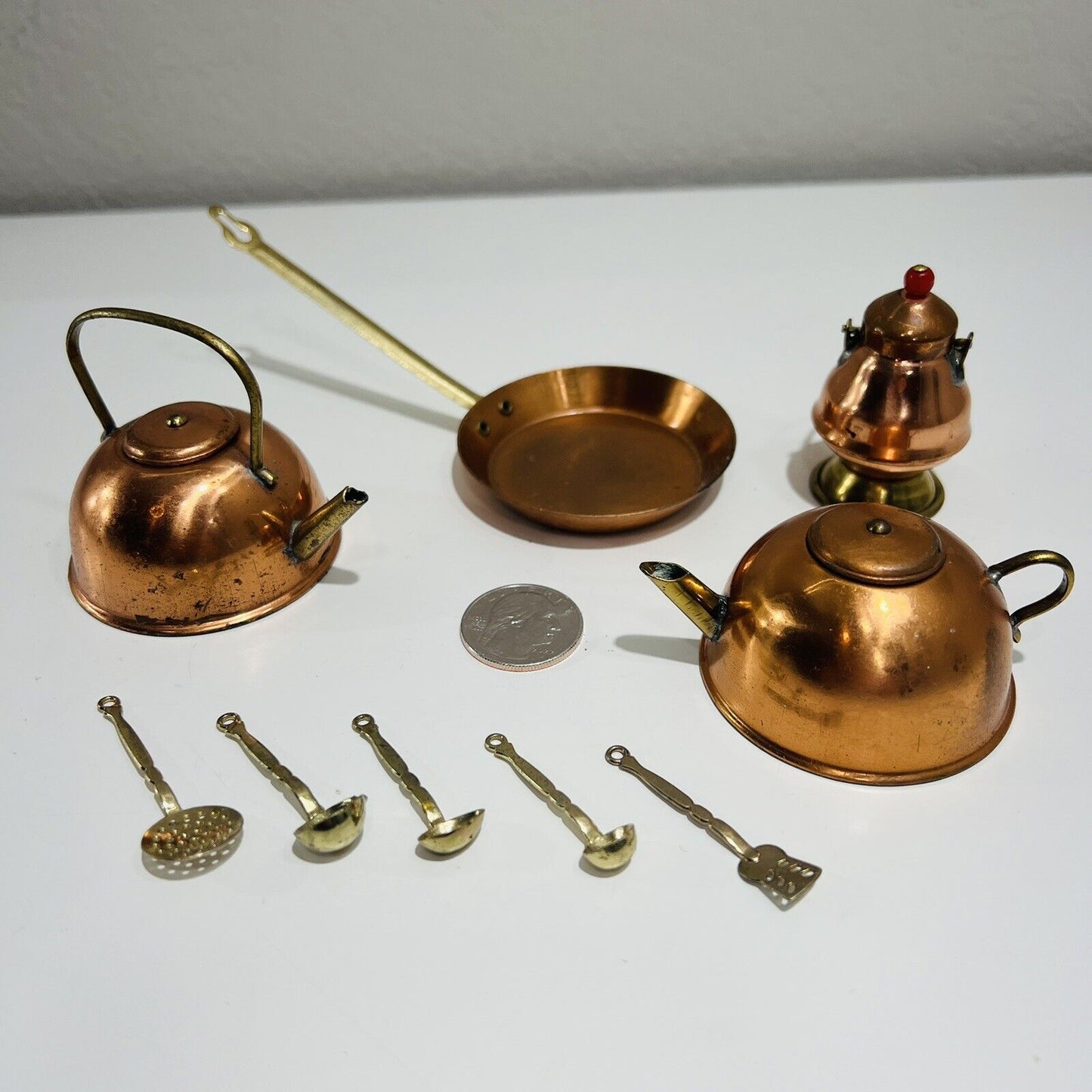 American Girl Compatible Camping Set 9 Pieces Copper Pots England Collectibles