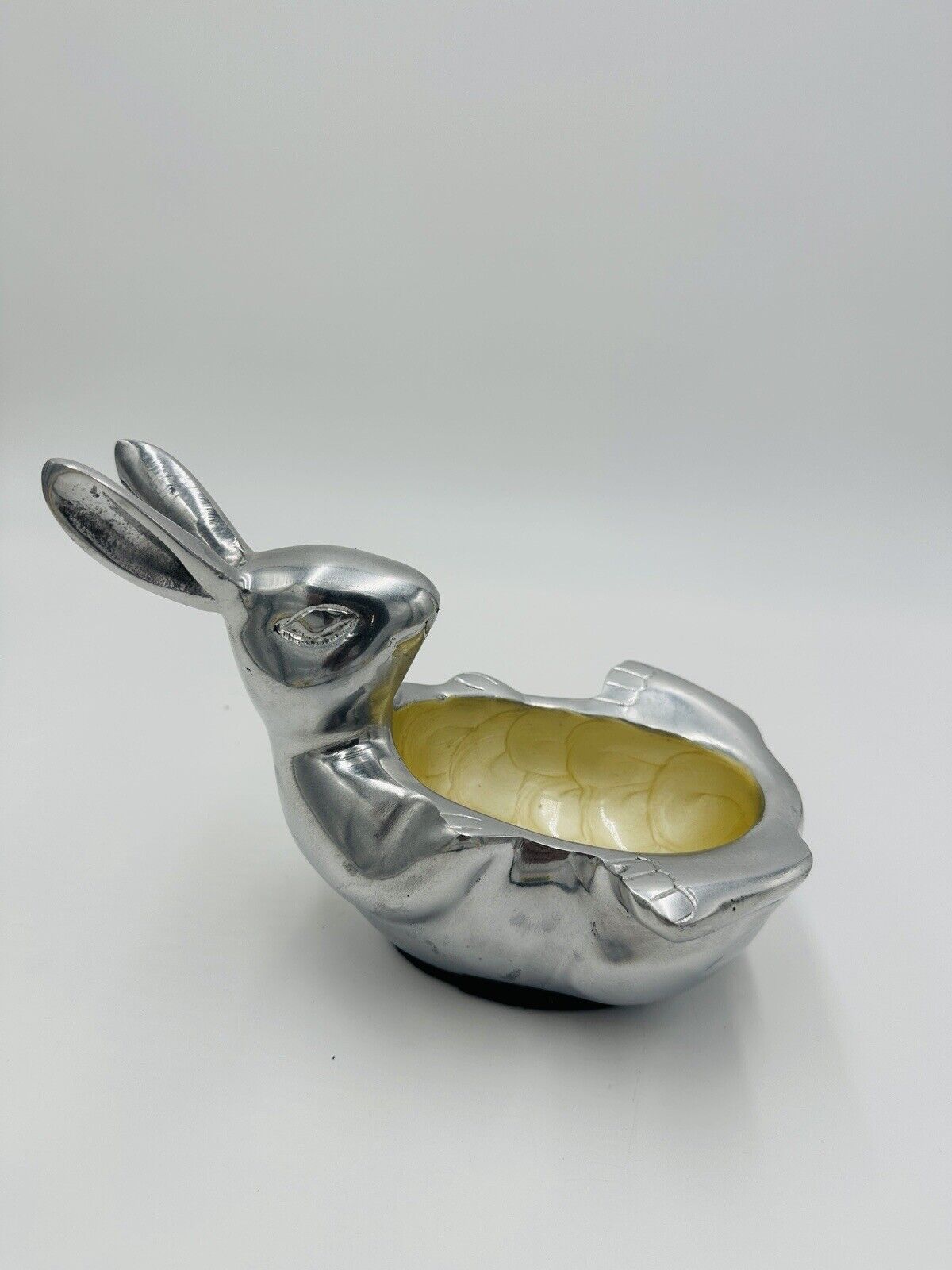 Bunny Rabbit Enameled Aluminum Easter Bowl Candy Nut 9in x 6in Seasonal Decor