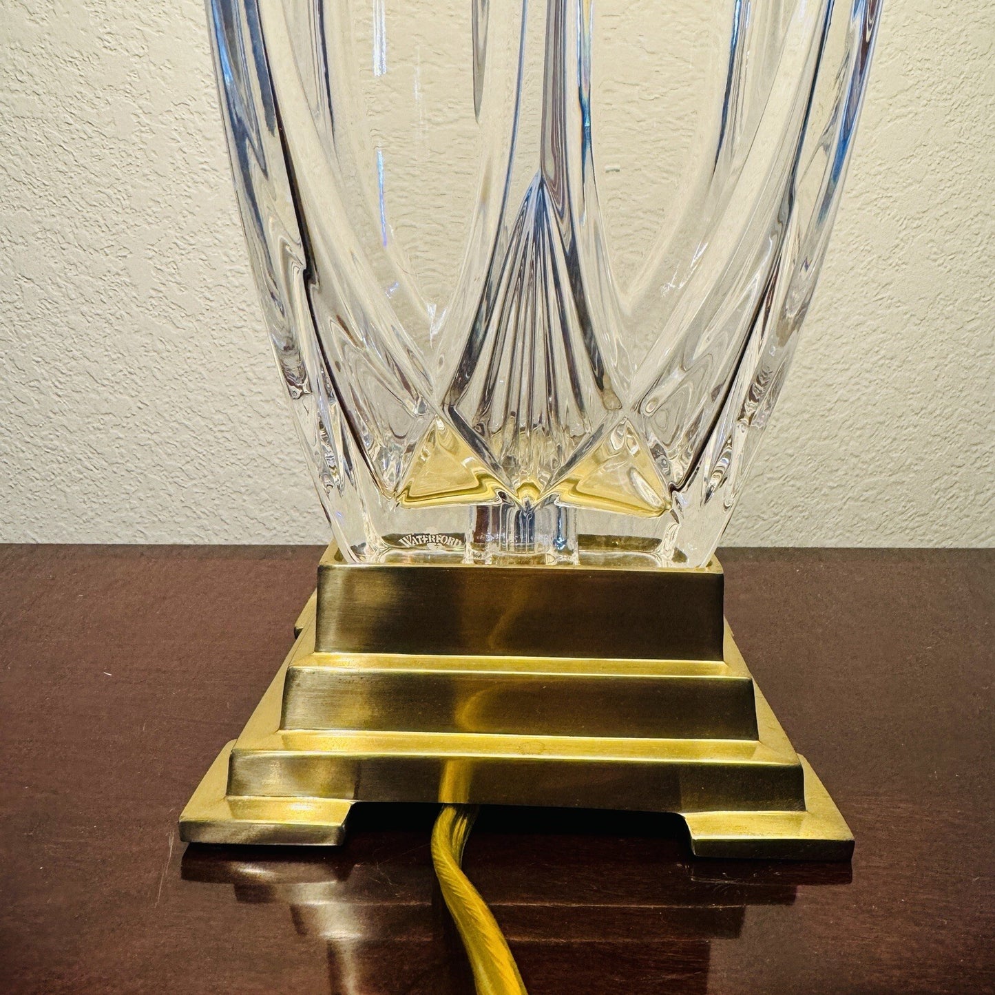 Waterford Crystal Finn Versailles Table Lamp w/Brass Base 26in Original Shades