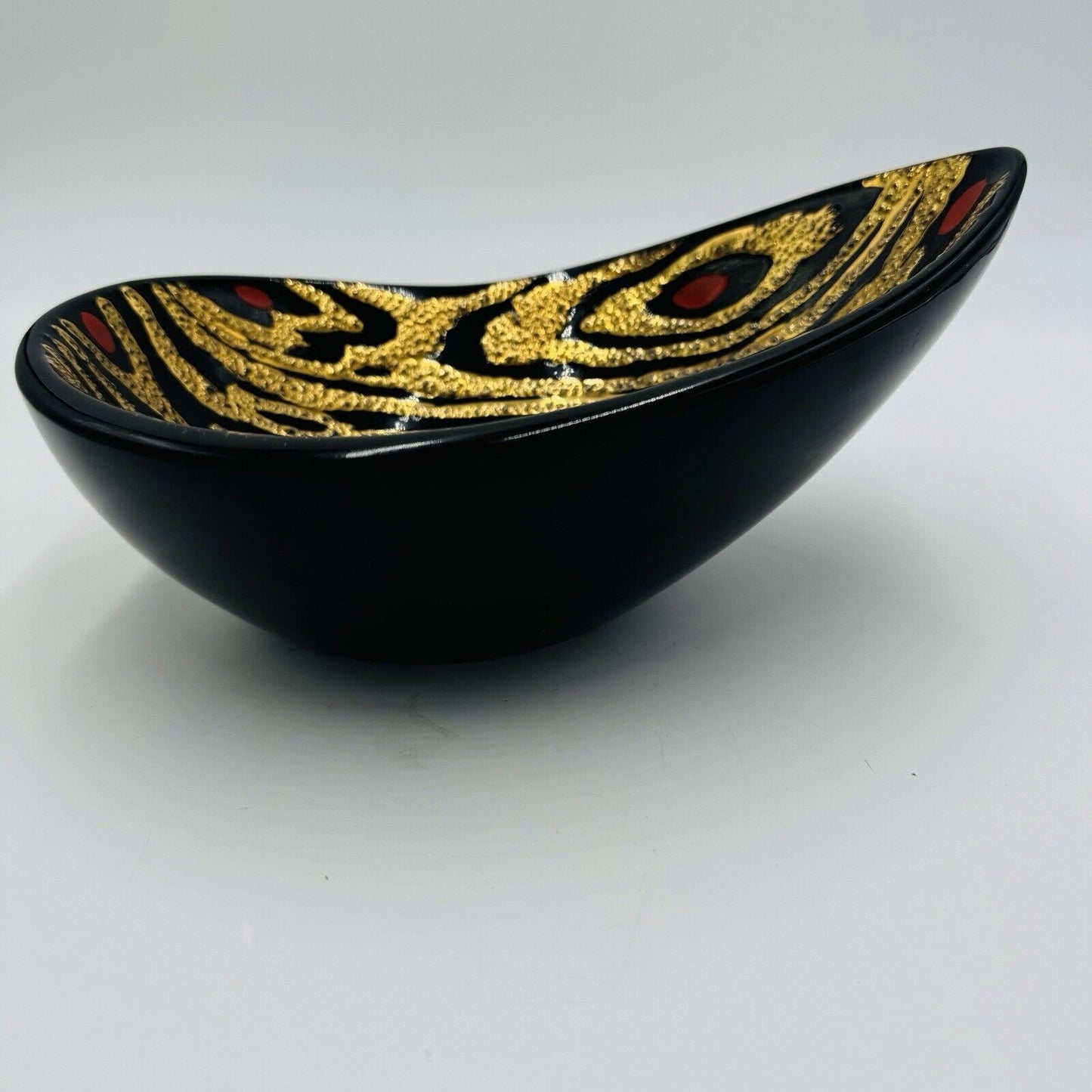 Rare Boch Freres La Louviére Glazed Ceramic Art MCM Pottery Belgium Bowl Gold