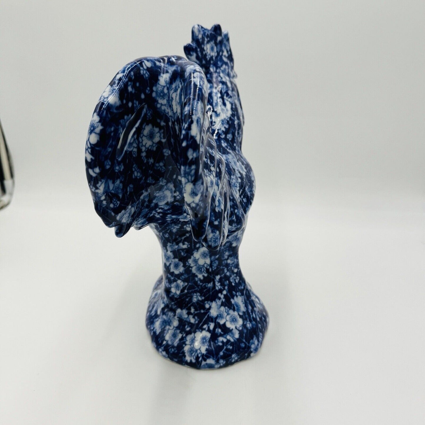 Victoria Ware Ironstone Blue White Chintz/Calico large Rooster Figurine Vintage