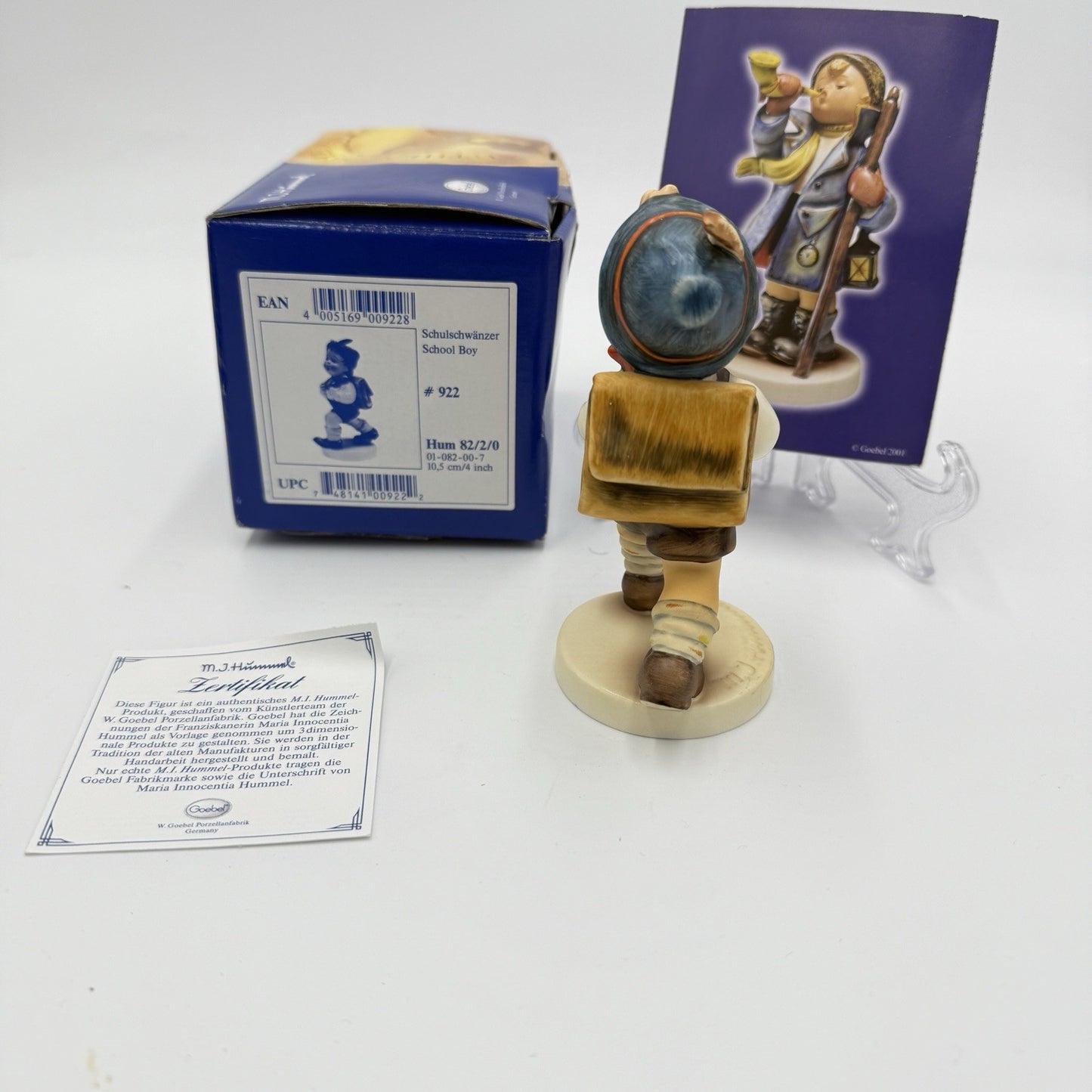 Hummel Goebel "School Boy Porcelain Germany Figurine #822/0 W/box 4” Vintage