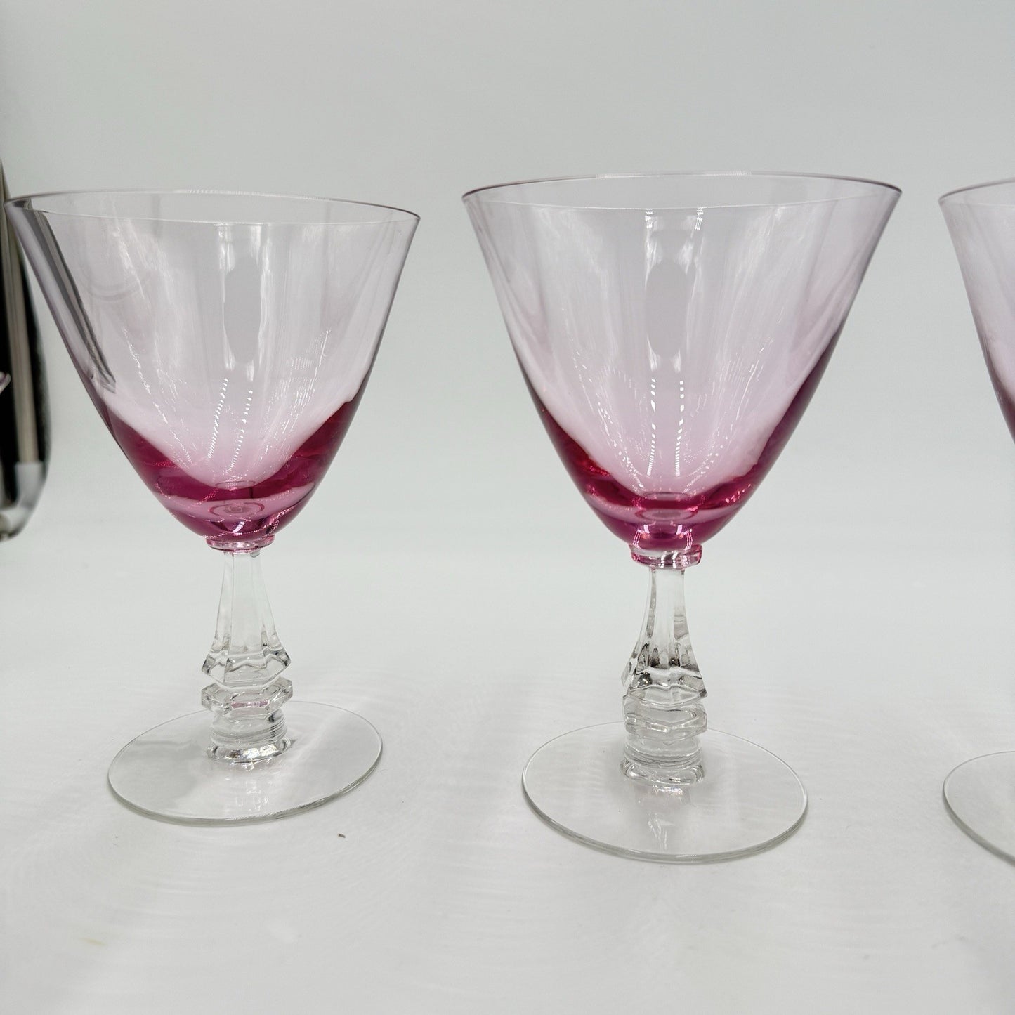TIFFIN FRANCISCAN WISTARIA PINK 3 MARTINI SHERBET 3 Wine Glasses Set