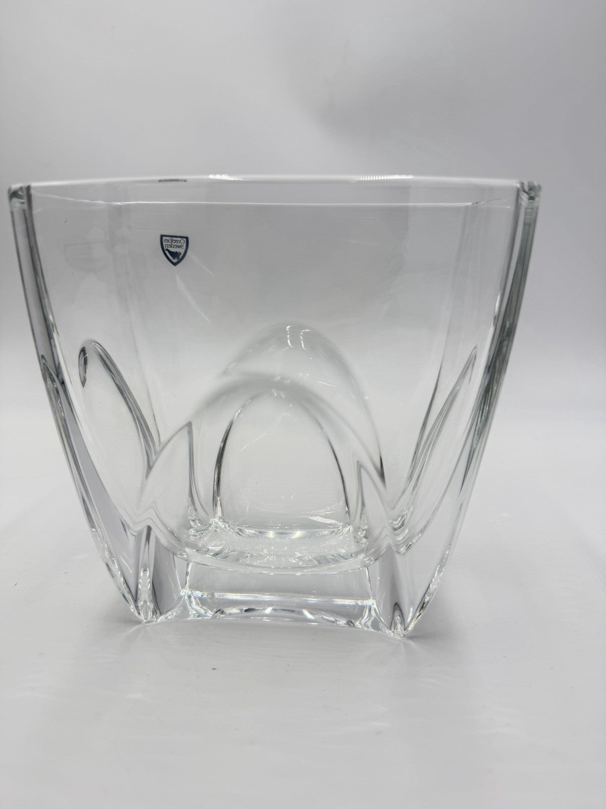 Orrefors Sweden H1253 Clear Cathedral Crystal Oblong Vase Large 6”Hx7”Lx4” Signe