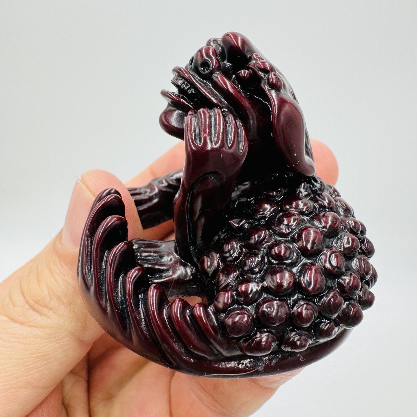 Pair Feng Shui Creatures Red Resin Chinese Asian Figurines 2in Rare