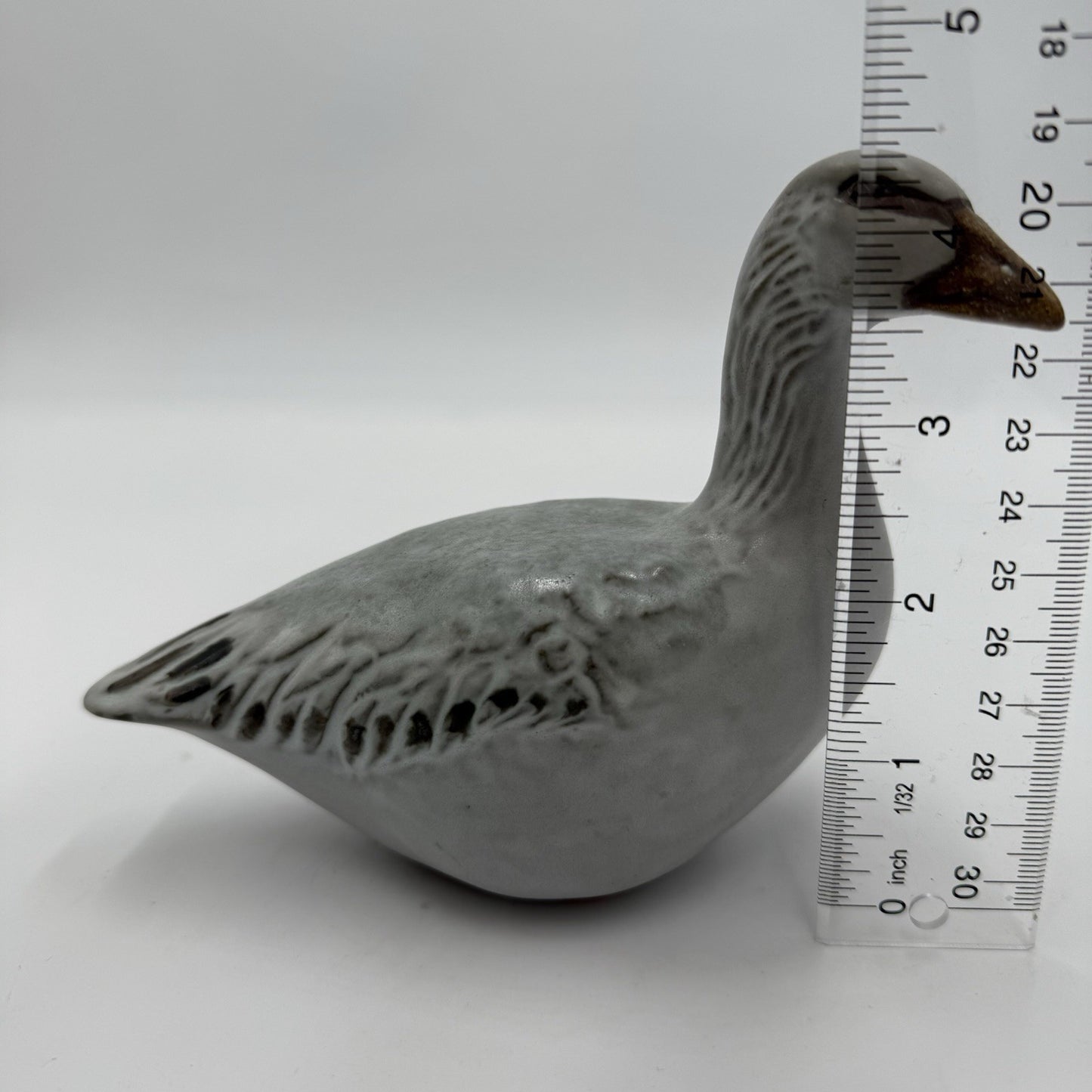 Anderson Design Vintage Studio Art Pottery Goose Figurine Blue Grey Bird Signed