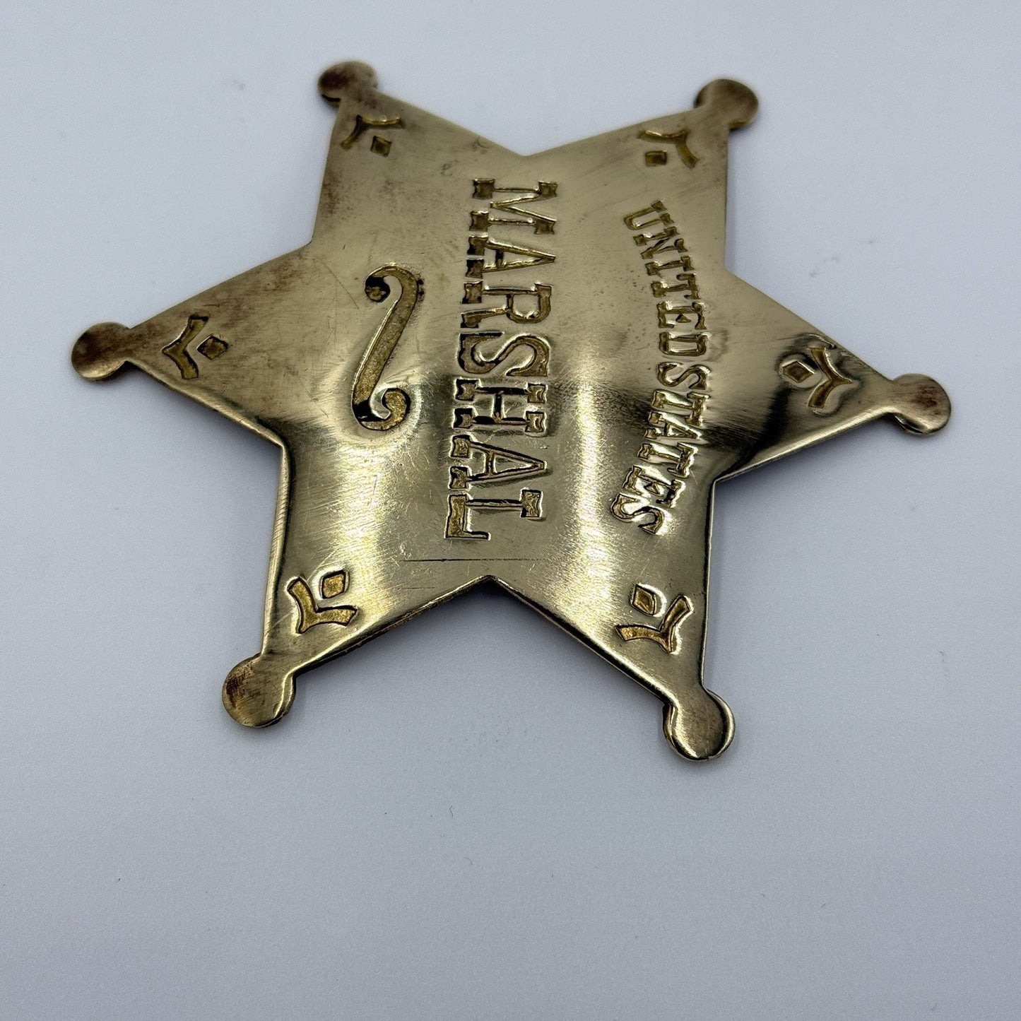 Vintage Solid Brass 3" United States Marshal's 6 Point Star Badge Sedona Az
