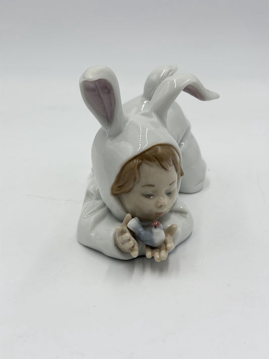 NAO Lladro Spain Little Bunny Baby Child in Bunny Costume PJ's Figurine