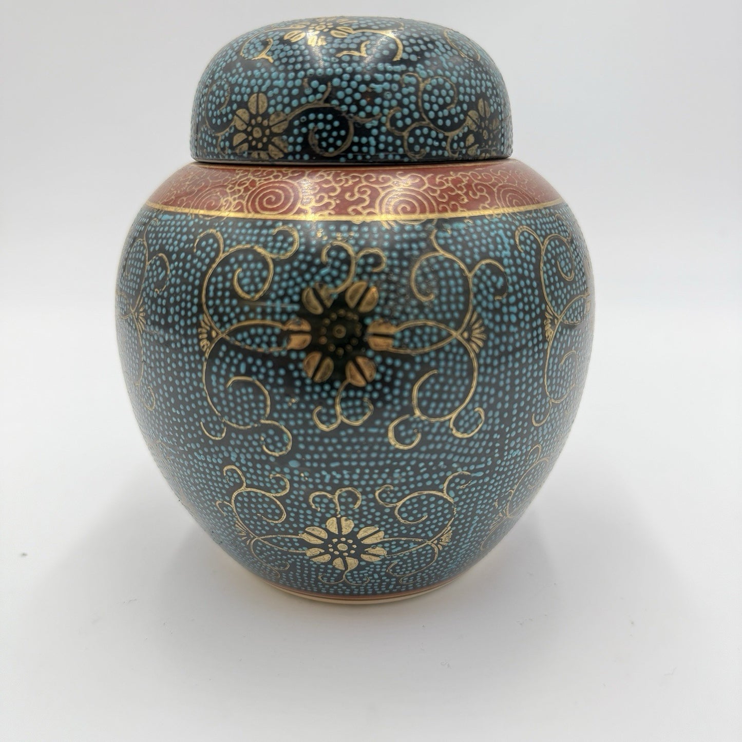 Antique (1890-1920) Asian Satsuma Ware Stamped Handmade Japan Pottery Ginger Jar