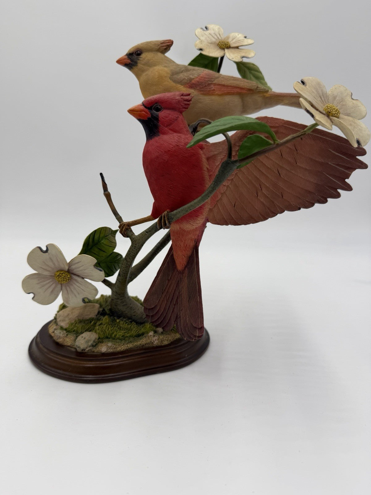 Danbury Mint Spring Romance Cardinals Flower Branch By Jeff Rechin Figurine