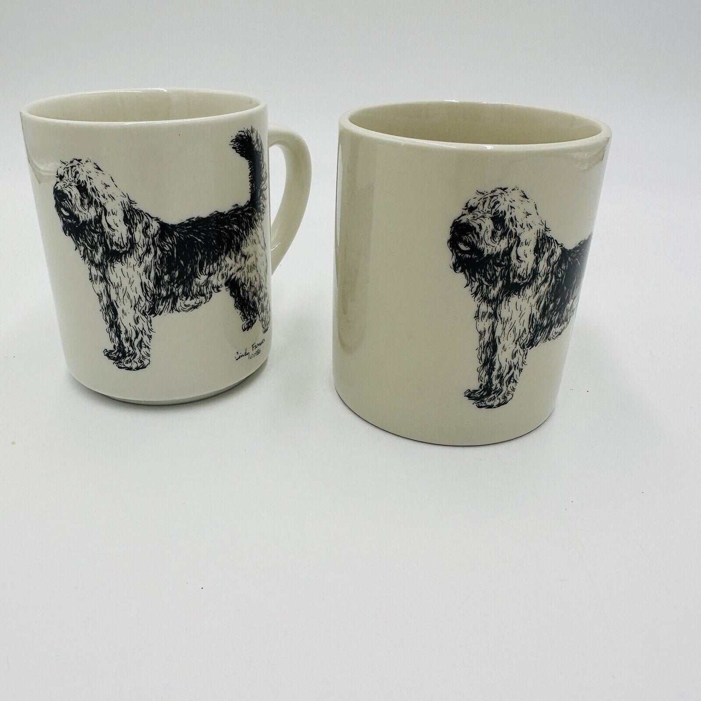 Cindy Farmer Coffee Mug Otterhound Dog Set 2 Serveware Ceramics Vintage