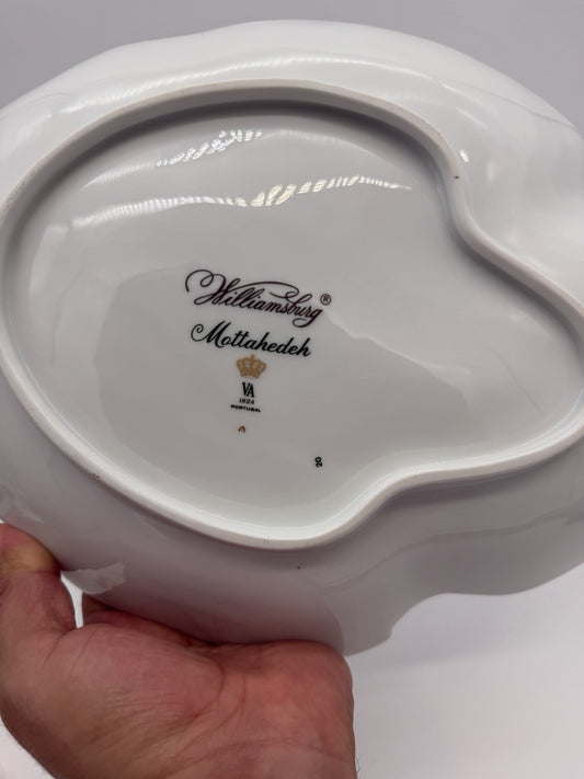 Mottahedeh Williamsburg Porcelain Chelsea Birds Leaf Bowl Portugal Large Vtg