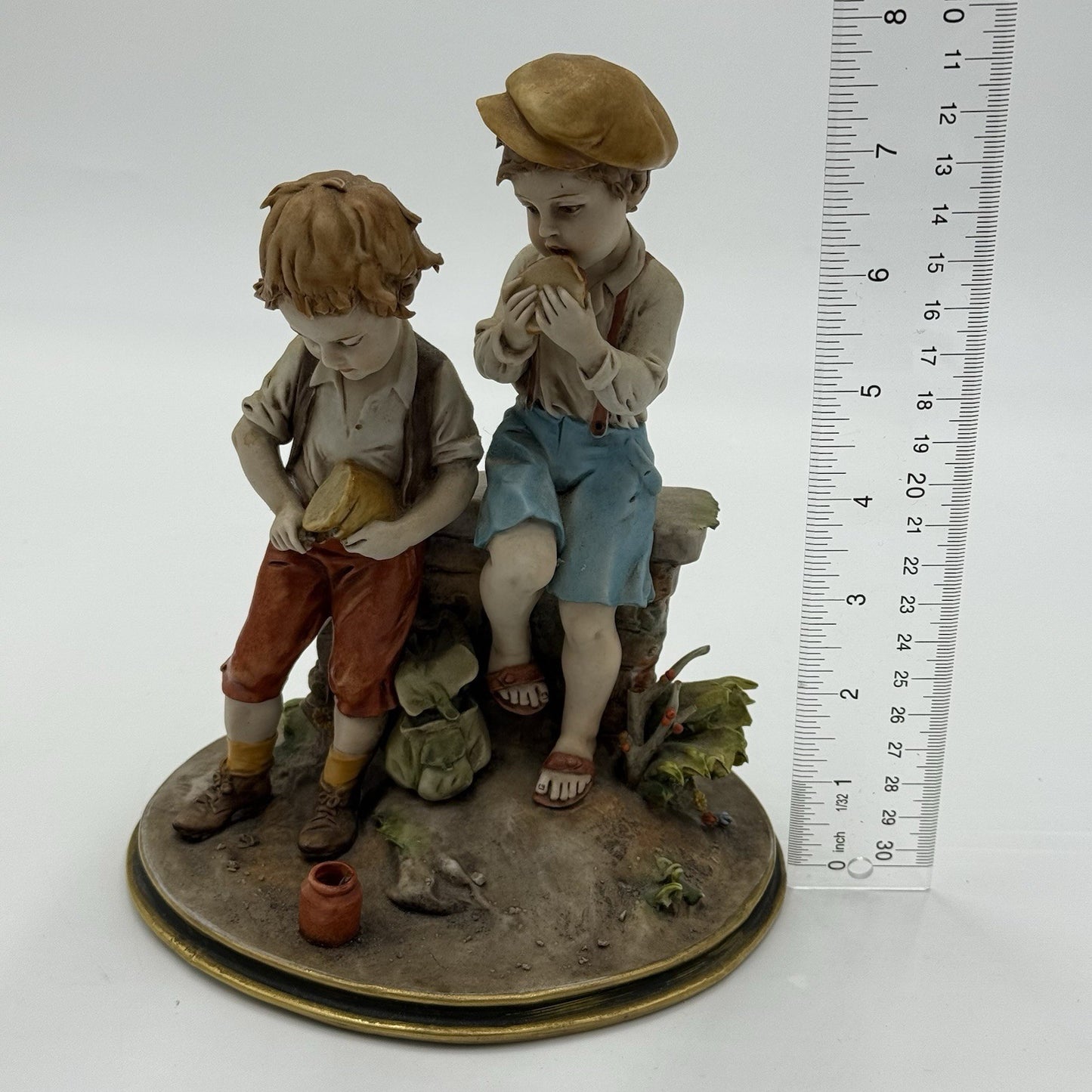 Luigi Giorgio Benacchio Triade Children Eating Lunch Hand Painted Figurine Italy