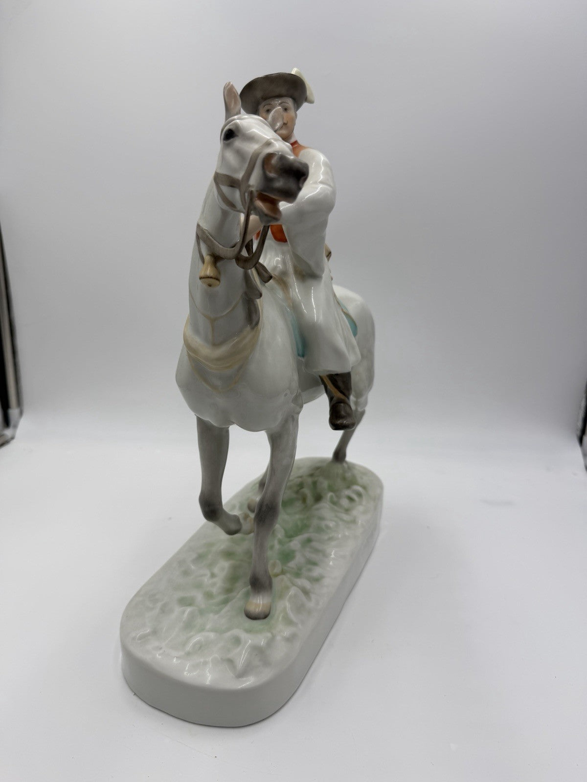 Large Herend Hungary porcelain sculpture #5593 Csikos man on horseback 16”H Mint