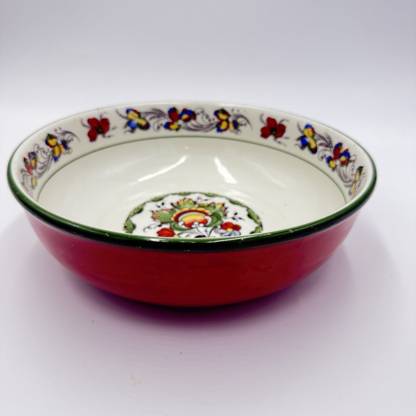 Antique Porsgrund Porcelain Norway Nordic Rose Serving Bowl Hand Painted Large