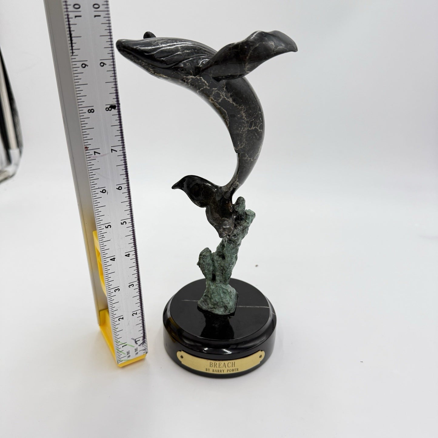Rare Barry Power Bronze Marble Base Art Sculpture Hunchback Whale Breach” 24/400