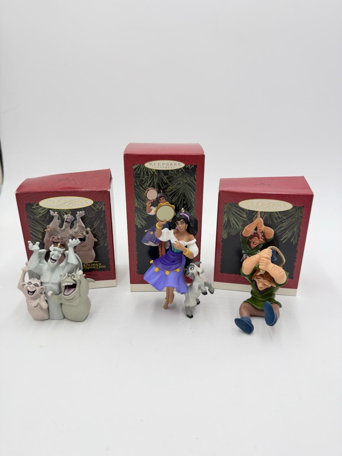 Hallmark Disney The Hunchback Of Notre Dame Christmas Ornaments 3 Pc Set Vtg