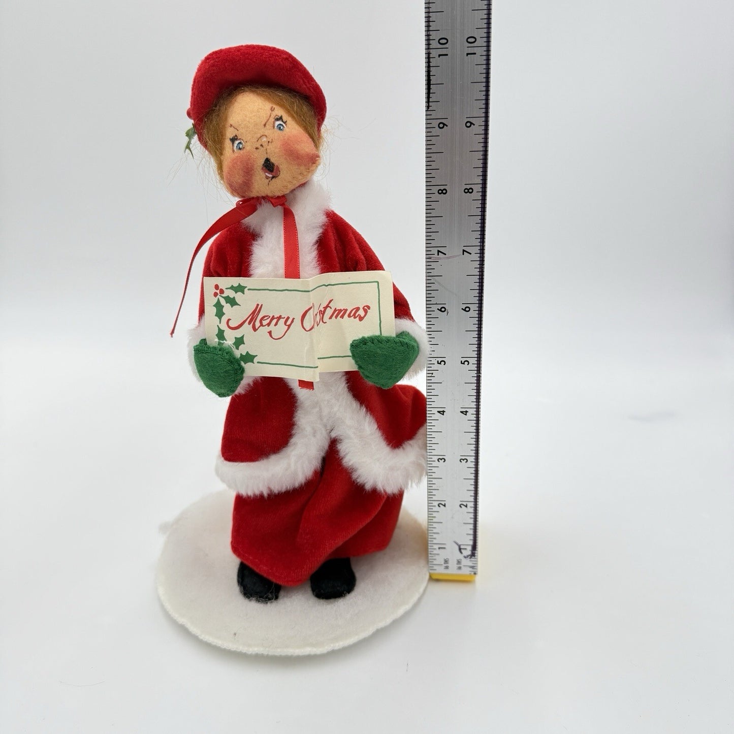 Annalee Doll Christmas Caroler Girl Vintage 1987 Rare Read Felt Fabric 10in
