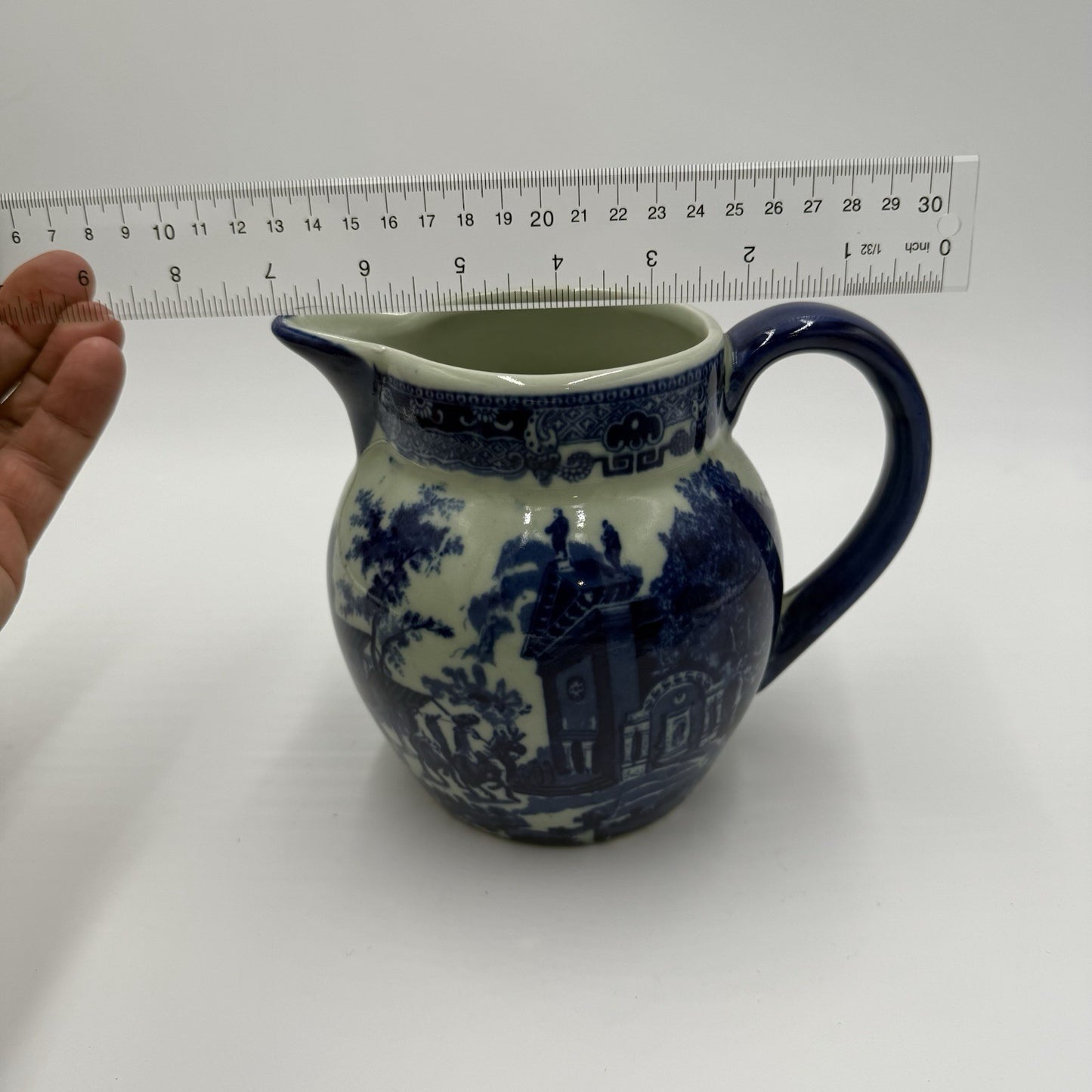 Antique Victorian Ware Ironstone Blue & White Pitcher Porcelain 1920