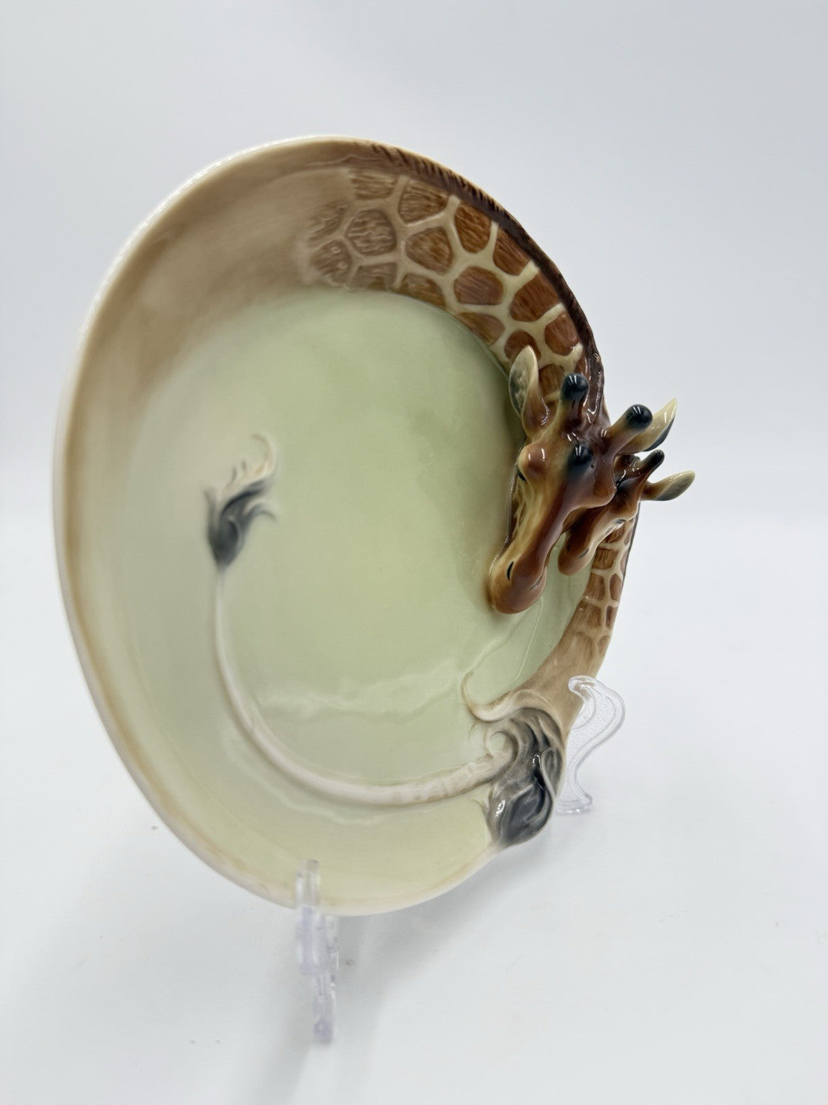 Rare FRANZ Fine Porcelain Giraffe DESSERT PLATE Jungle Beauties Collection 6.25