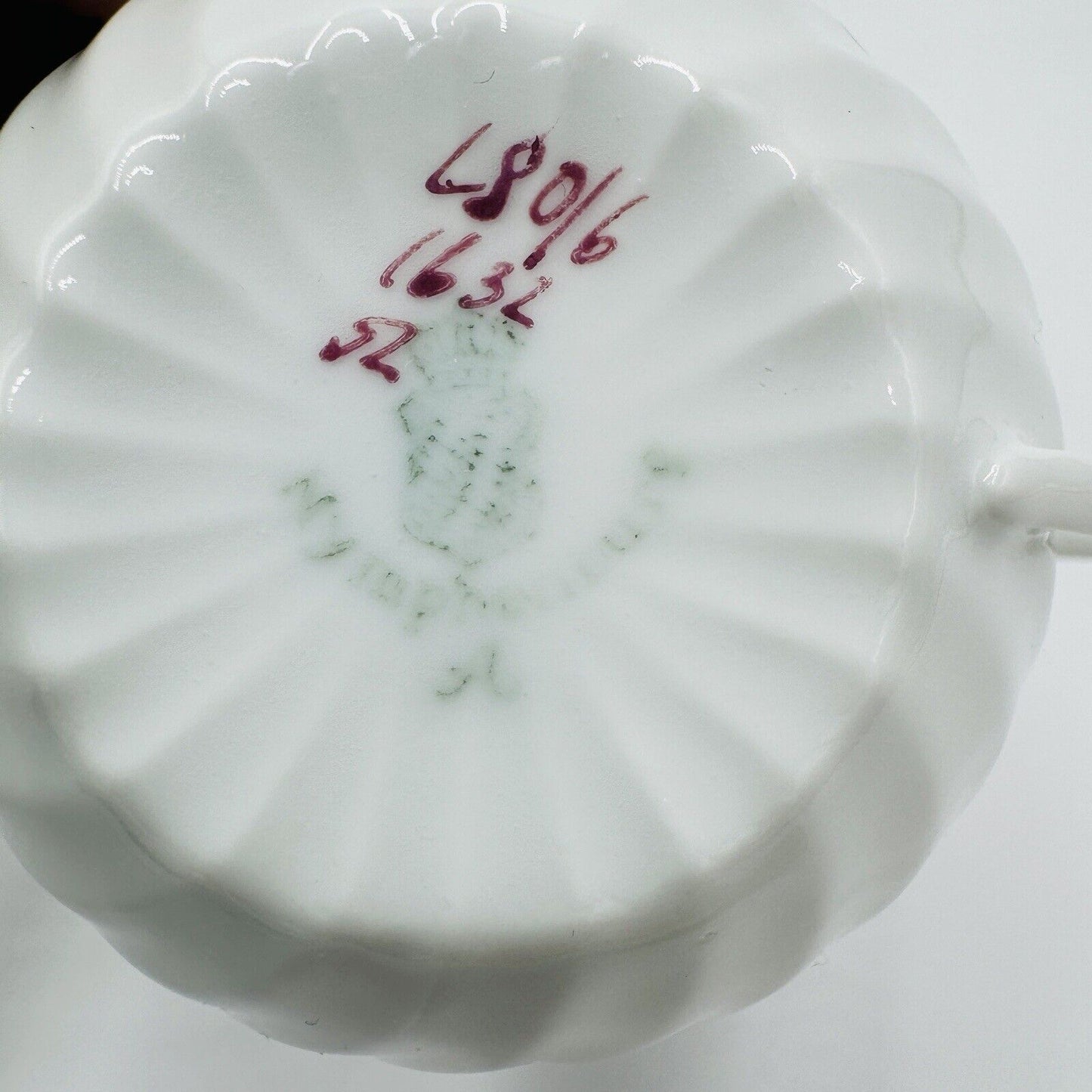 Nymphenburg Teacup & Saucer Porcelain Germany Welle Ribbed 1632 Floral Antique