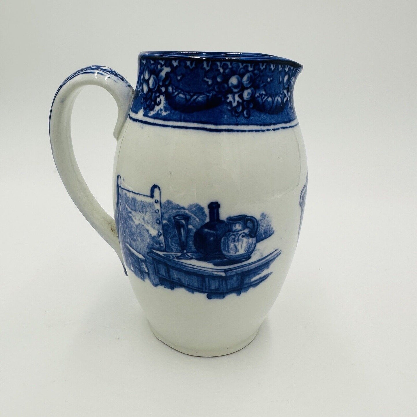 Royal Doulton Pitcher Morissian Flow Blue Pottery The King God Bless Him Antique