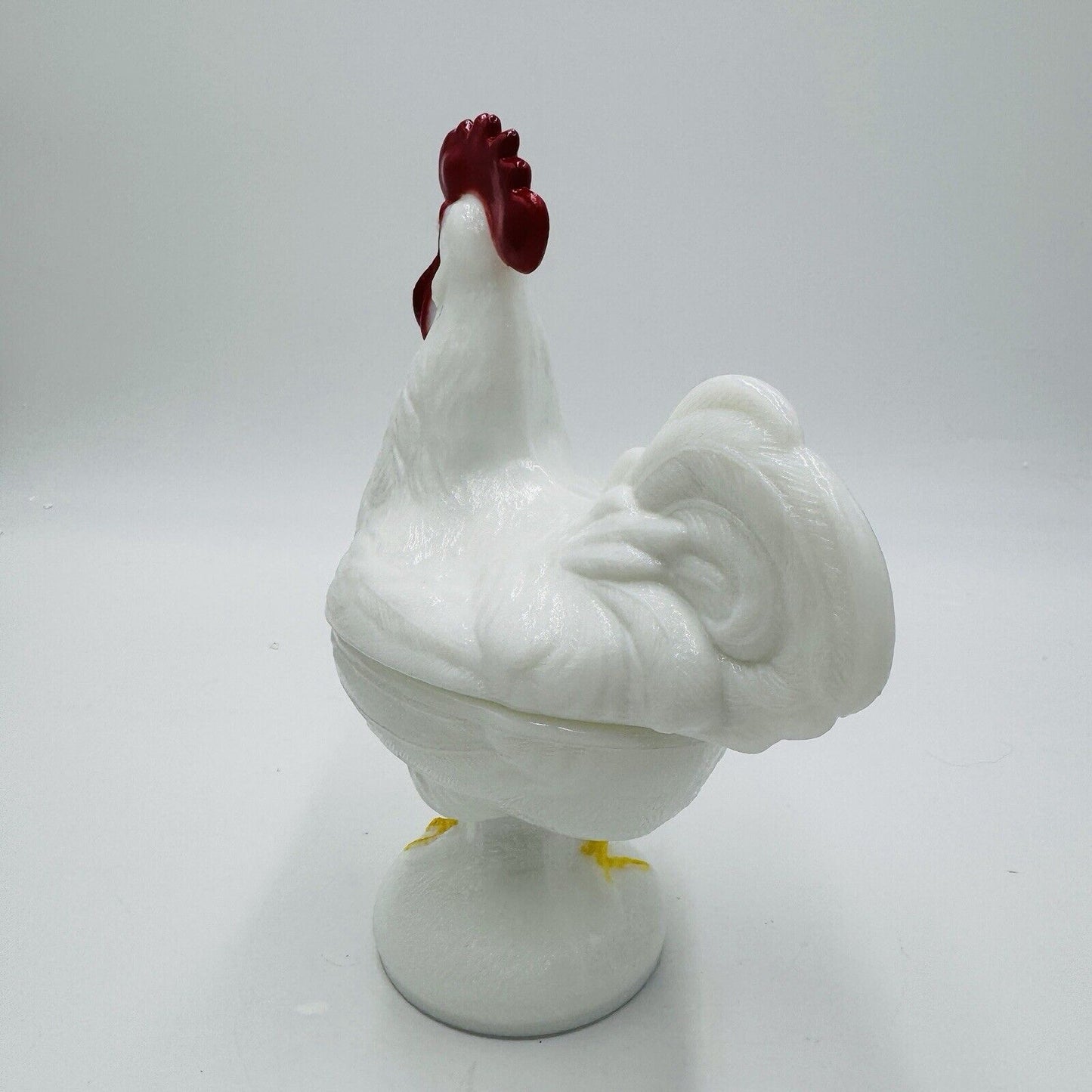 Vintage Westmoreland Milk Glass Standing Rooster Covered Candy Dish 9" Figurine