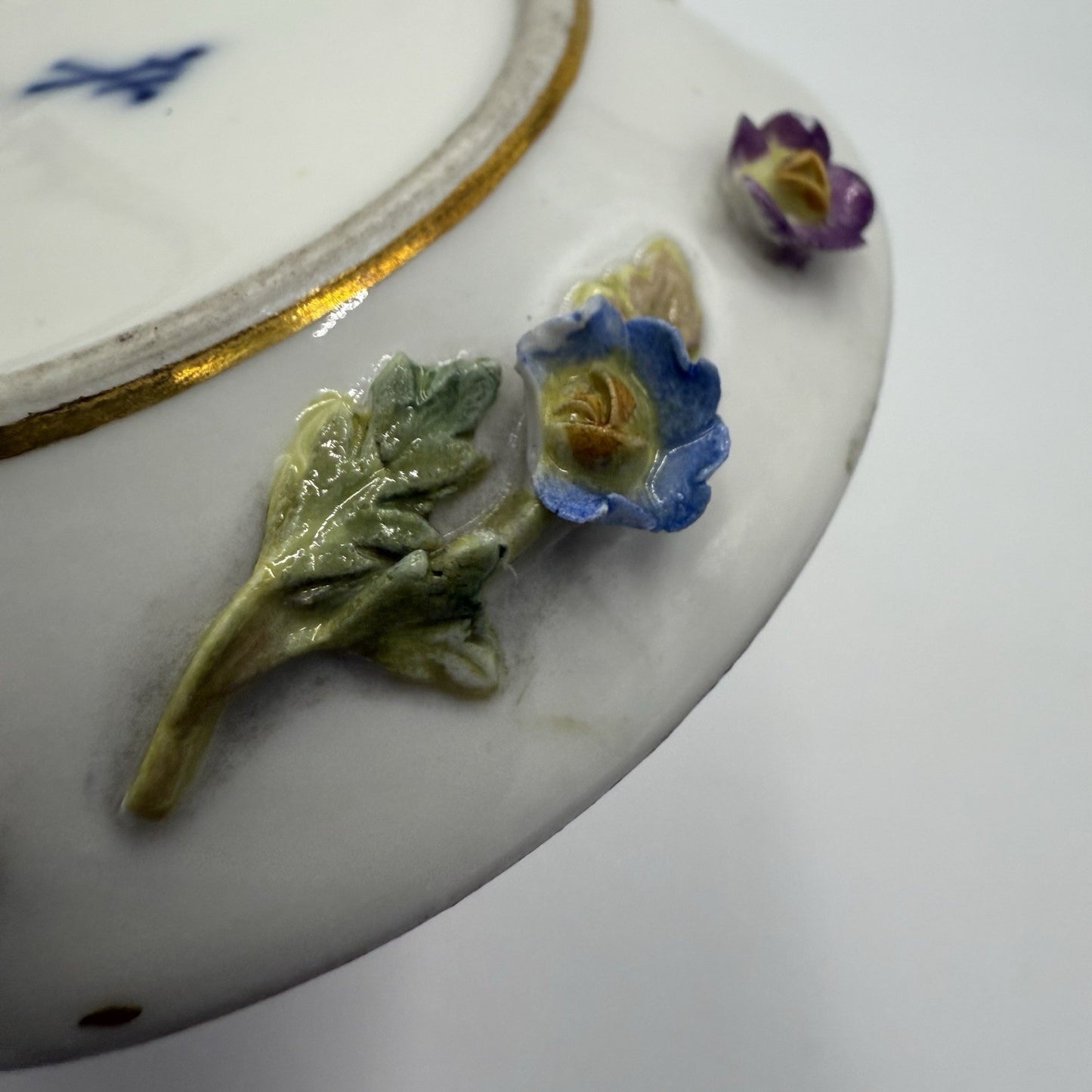 Antique Meissen Porcelain Miniature Floral Saucer Porzellan Miniature Germany