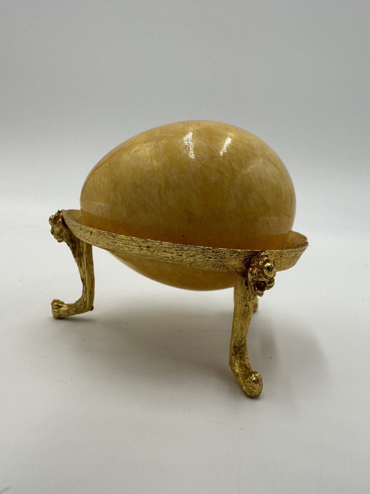 Alabaster Marble Eggs Stone 3in Etching Asian Words Yellow Black Vintage Easter