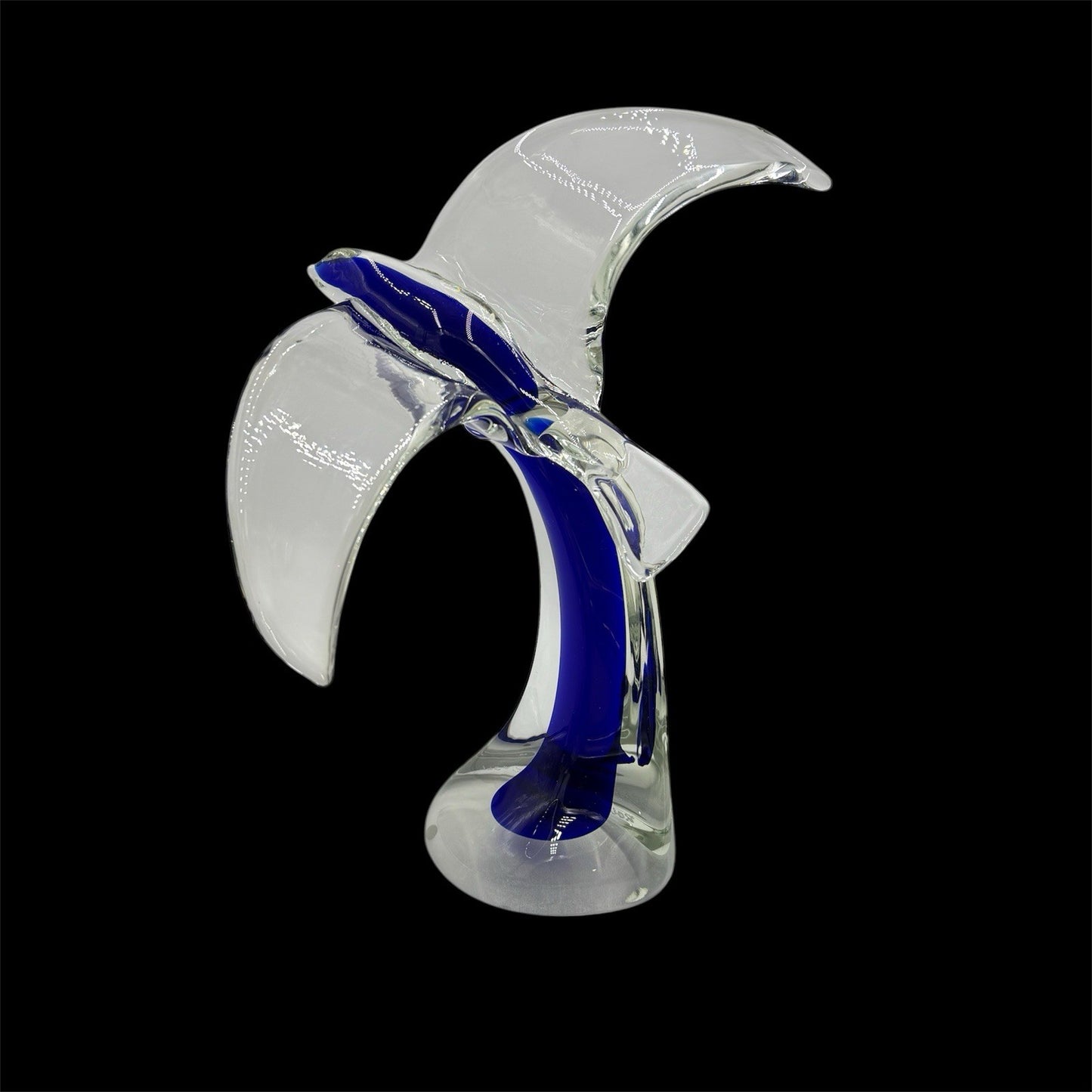 Vtg Murano Roberto Moretti Seagul Blue Cobalt Abstract Sculpture 13” Art Glass
