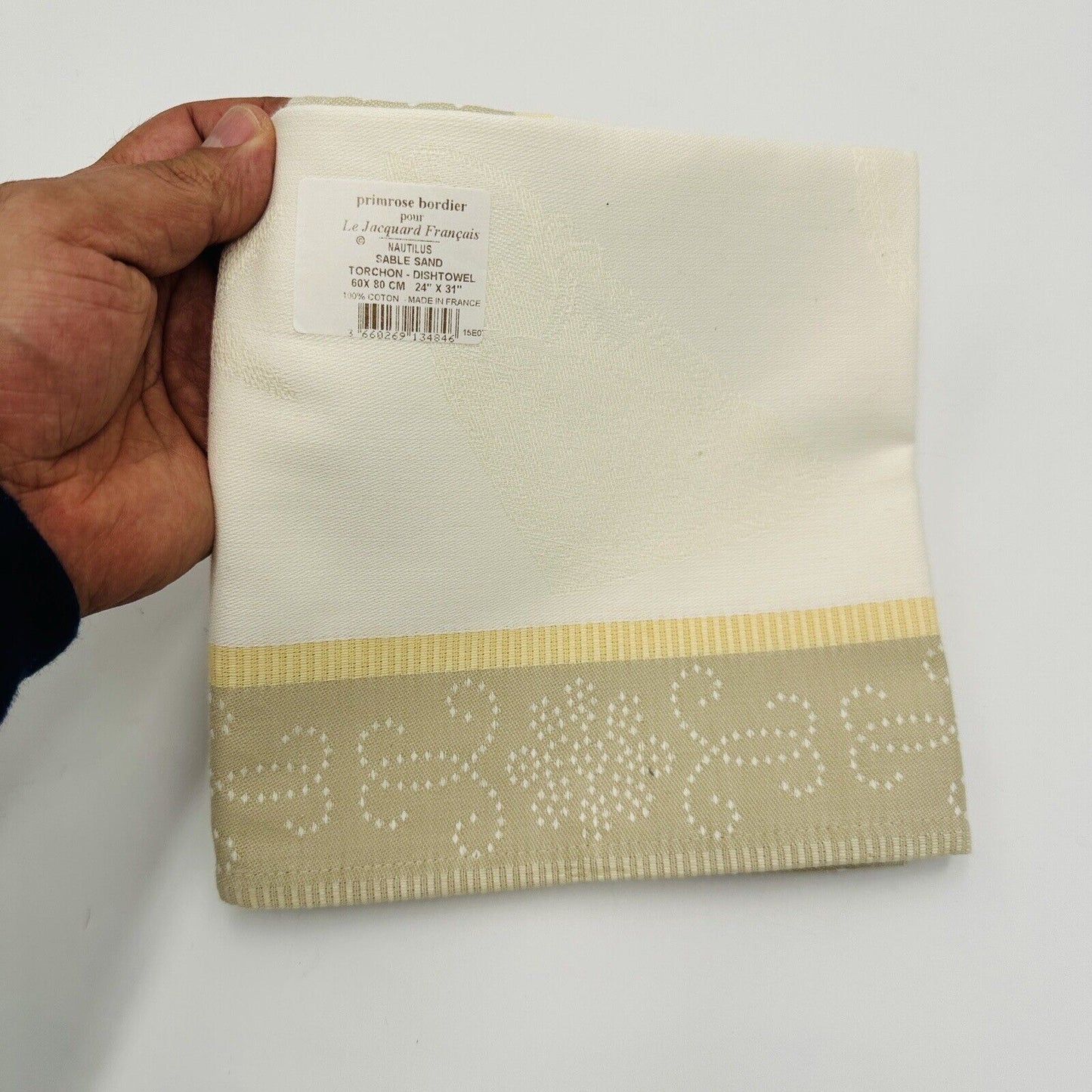 Primrose Dishtowel Bordier Nautilus Sable Sand Torchon 24in X 31in Cotton France