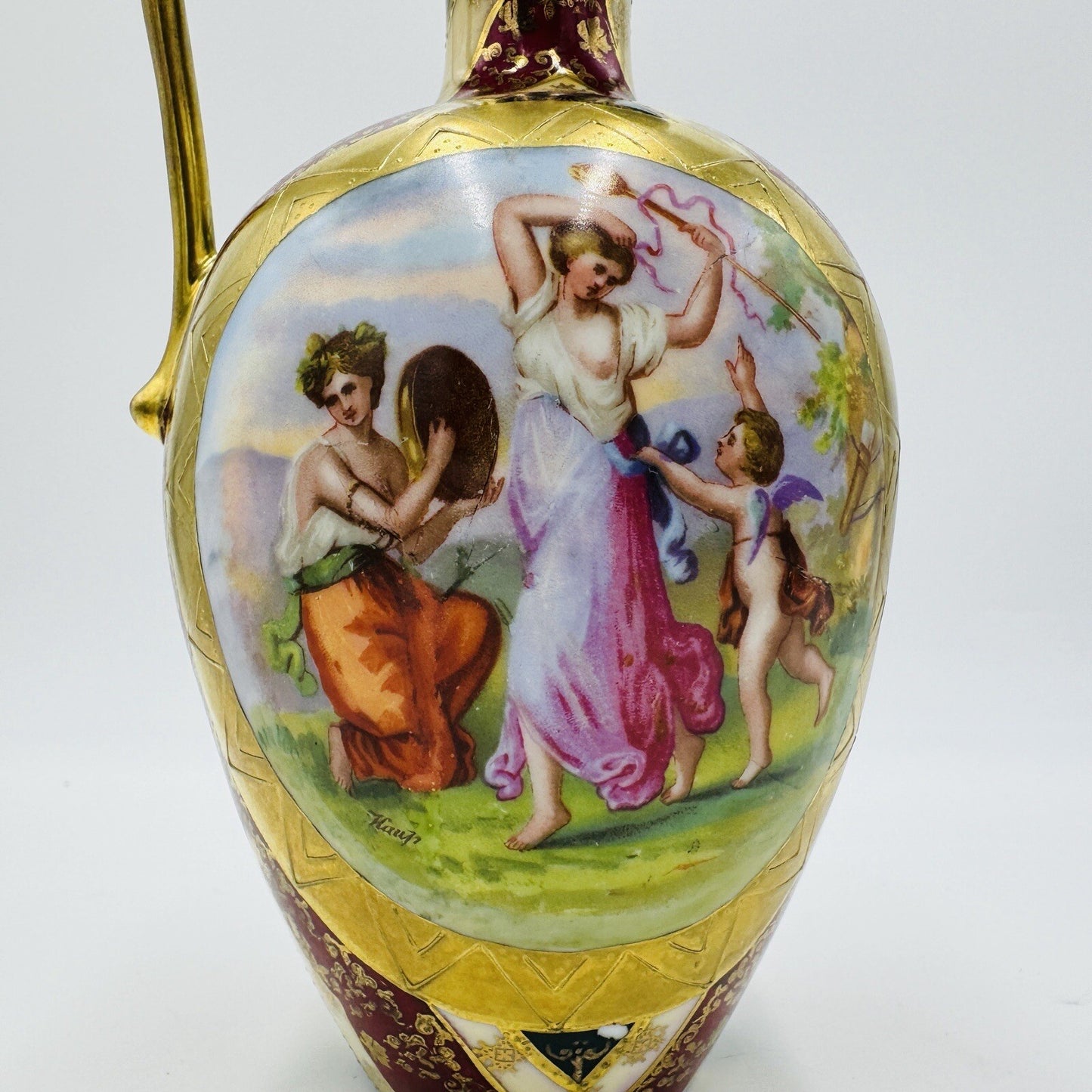 Royal Vienna Austria Porcelain Pitcher Hand Painted Portrait Art Nouveau Antique