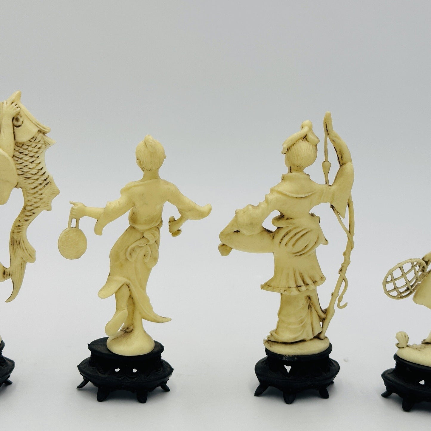 Fontanini Depositato Figurines Fishermen Set 4 Italy Chinese Pieces Vintage