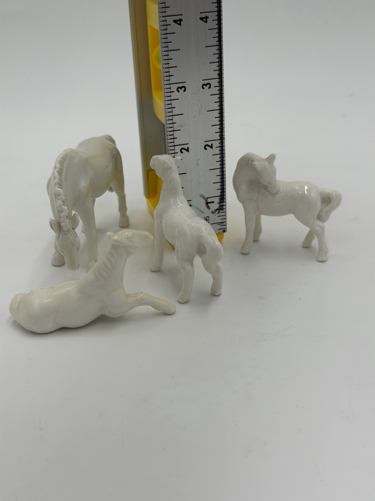 Vintage Bone China Japan Miniature White Horses 2” Porcelain Figurines Set 4 PCs