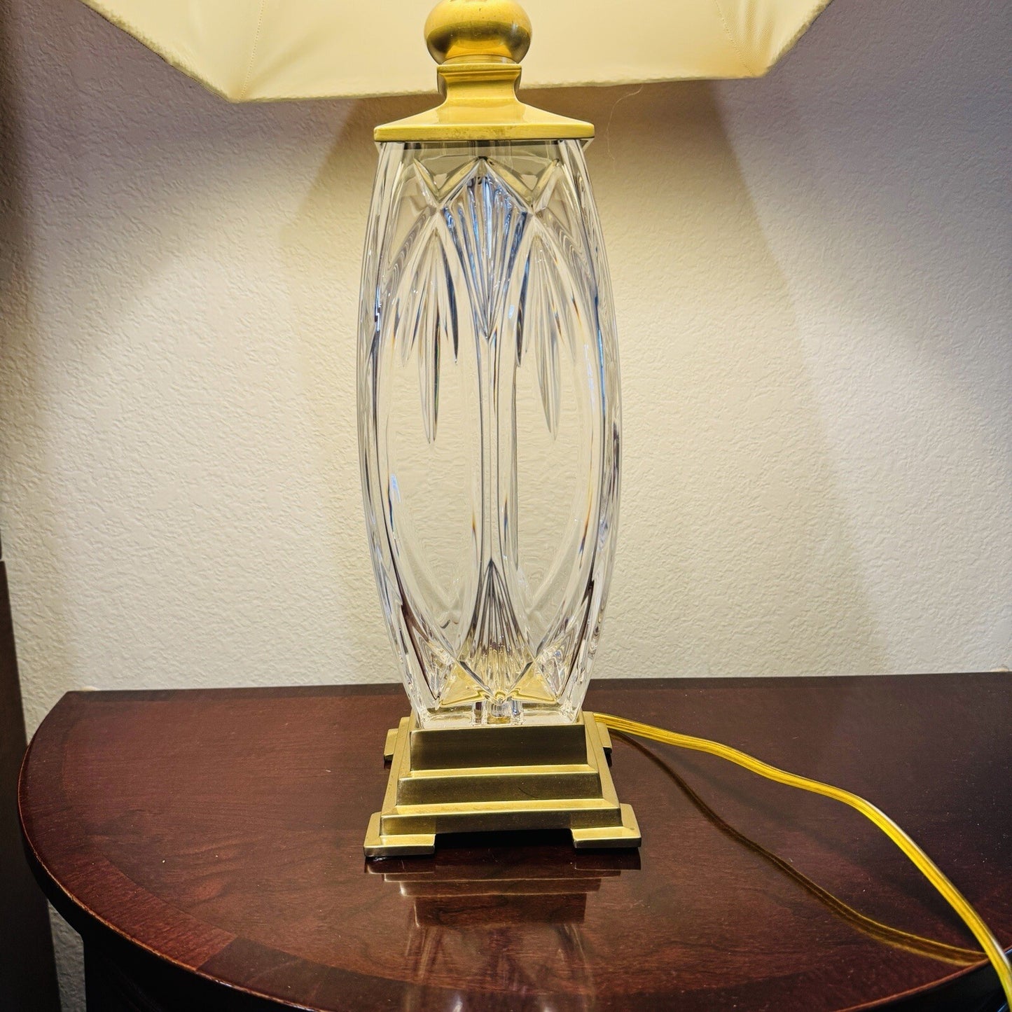 Waterford Finn Versailles Crystal Table Lamp w/Brass Base 26in Original Shades