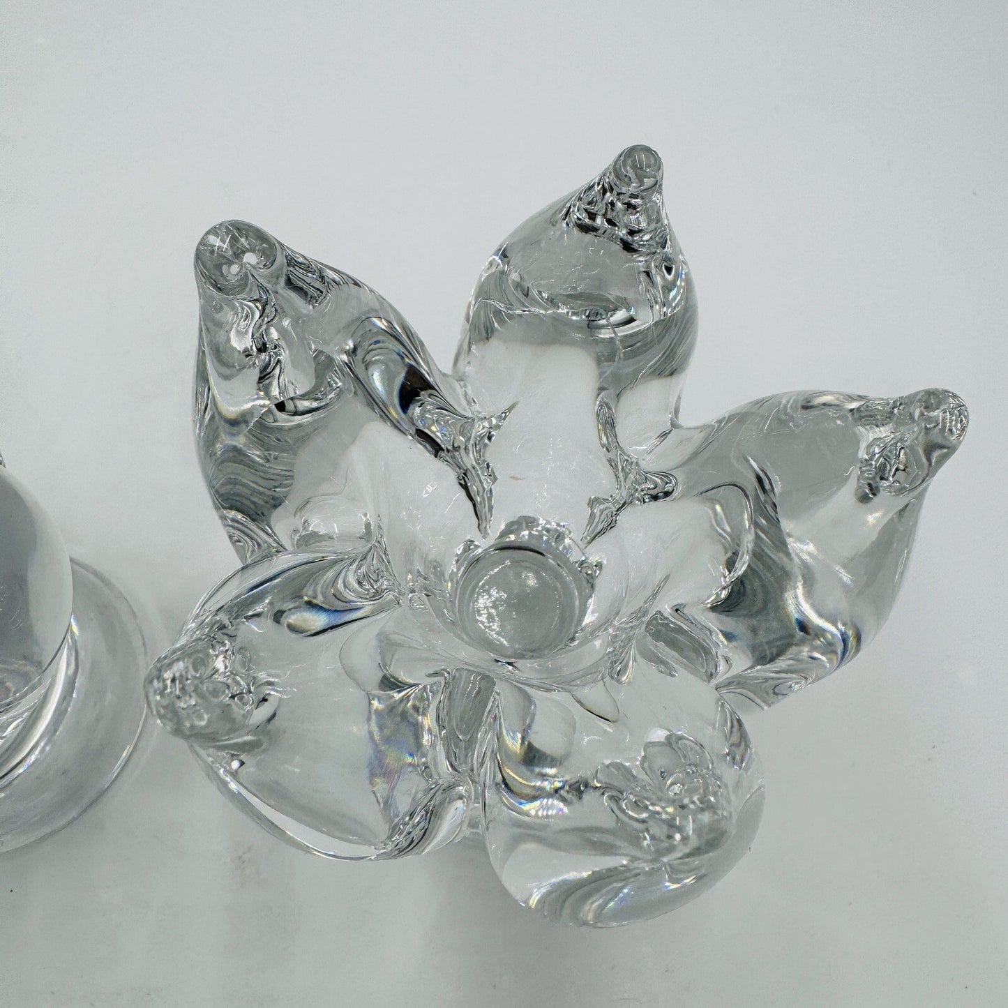 2 Kosta Boda Goran Warff Clear Glass Candlestick Holders 5.25in Signed Vintage